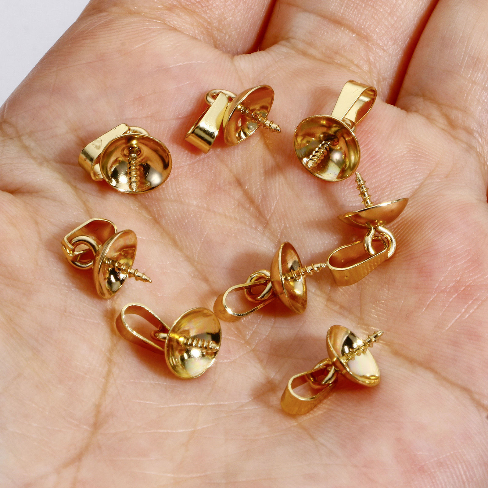 Изображение 10 ШТ 304 Нержавеющая Сталь Шкентеля Перлы Разъем Бейл Pin Кубок Cap