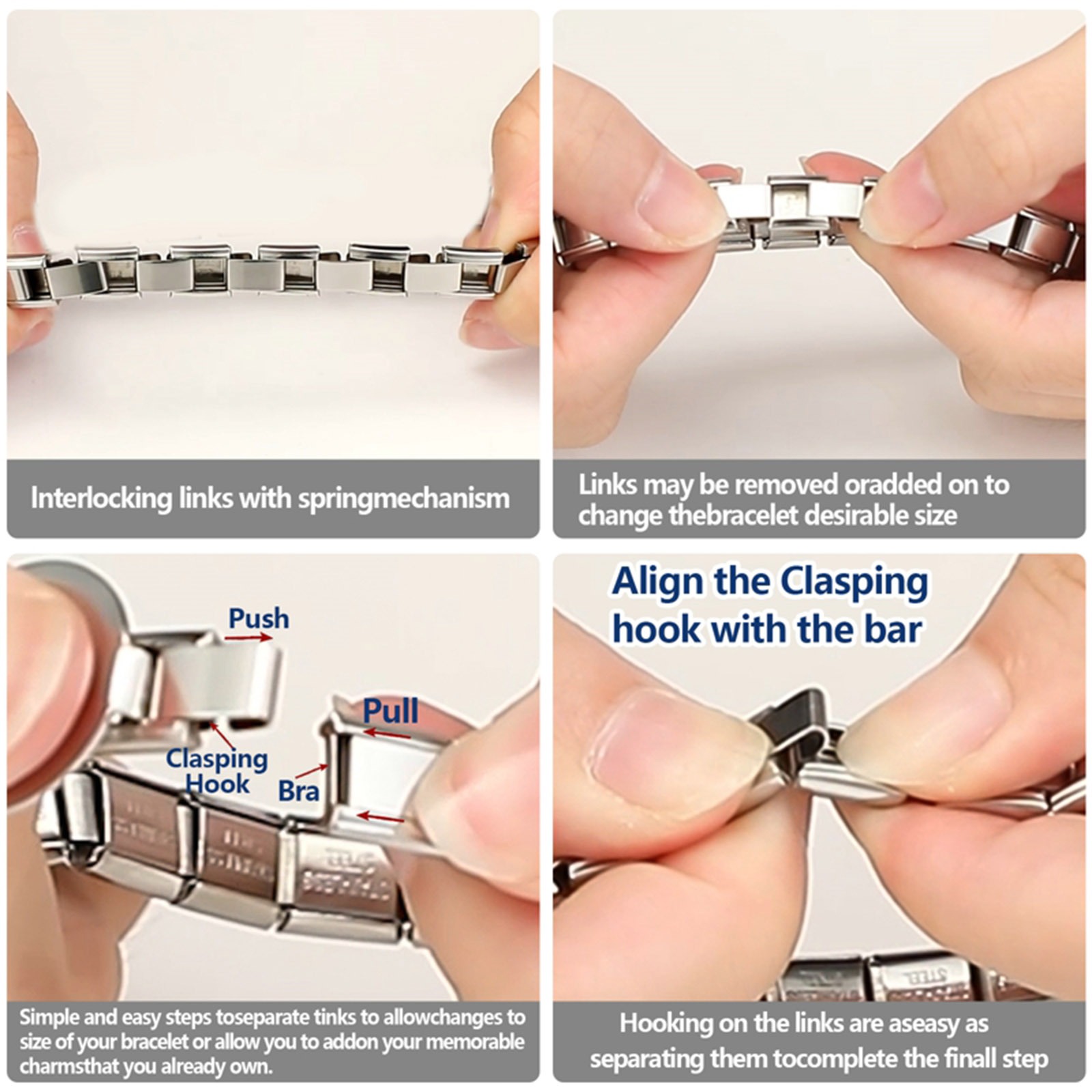 Image de 1 Pièce Bracelet à Maillons Breloques Italiens Accessories de Fabrication de Bracelets Bijoux DIY en 304 Acier Inoxydable Argent Mat Multicolore Rectangle Émail 10mm x 9mm