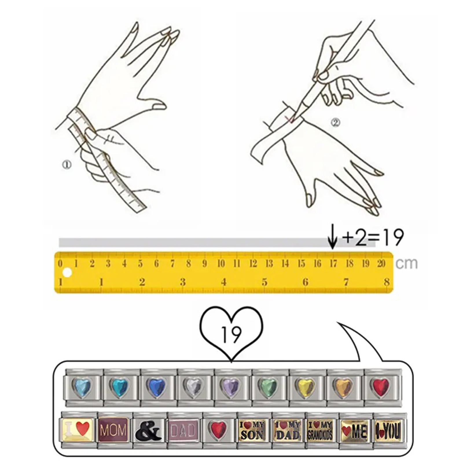 Immagine di 1 Pz 304 Acciaio Inossidabile Bracciale con Charm Italiano a Maglie, Creazione di Gioielli Fai-da-te Tono Argento Multicolore Rettangolo Farfalla Smalto 10mm x 9mm