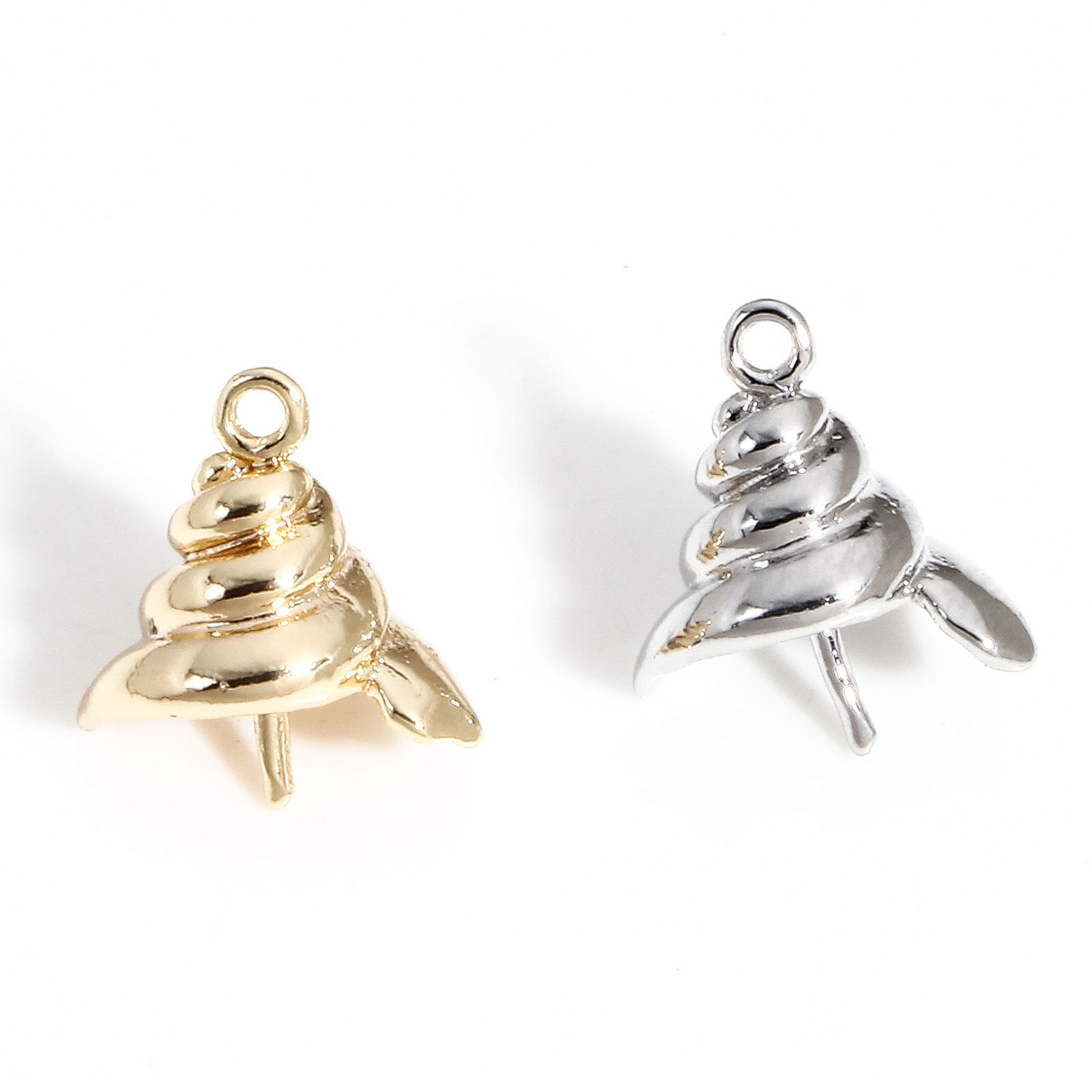 Изображение 5 ШТ Латунь Шкентеля Перлы Разъем Бейл Pin Кубок Cap настоящее золото с покрытием Береговичок 11мм x 11мм, Толщина иглы: 0.8мм