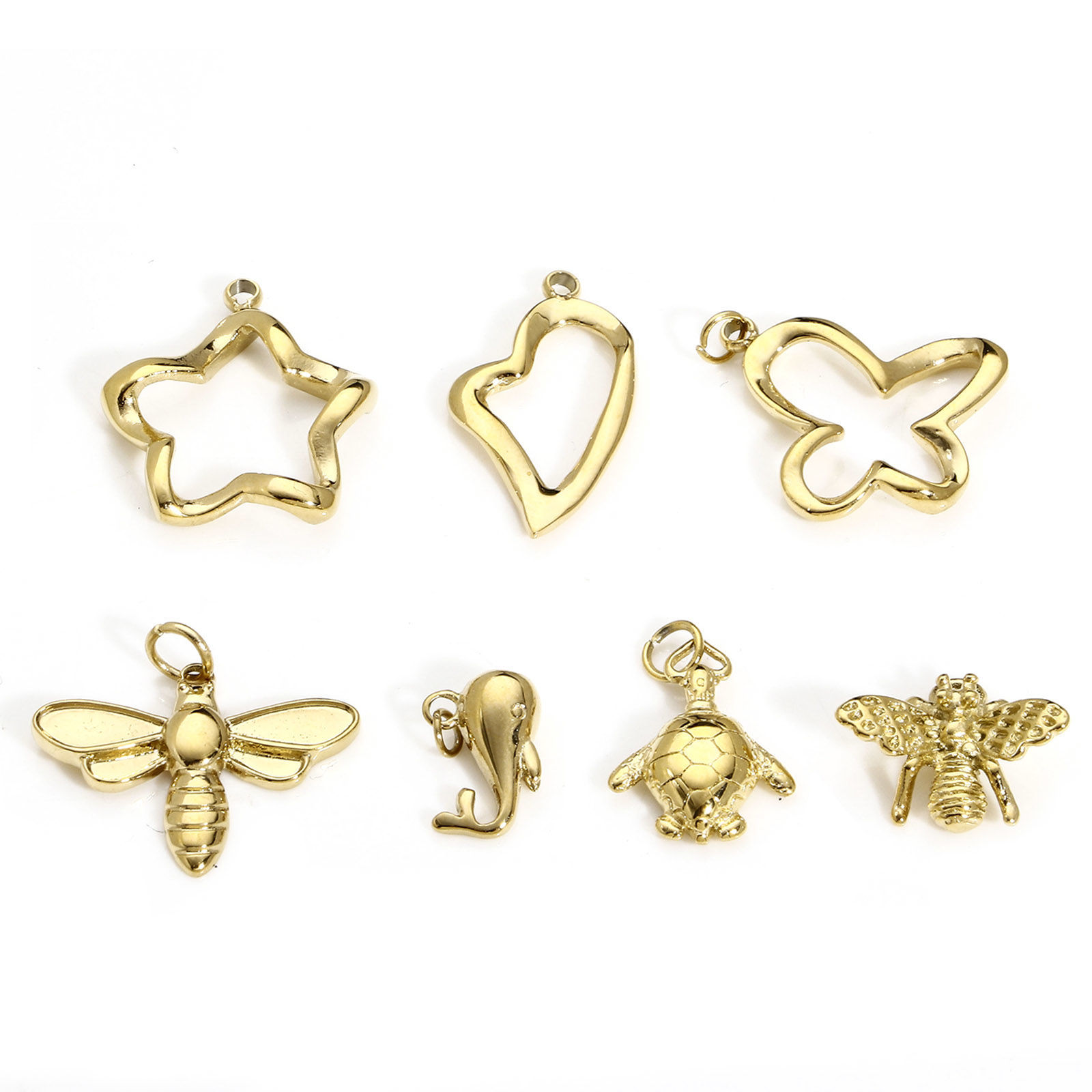 Image de 1 Pièce Breloques en 316 Acier Inoxydable Élégant Abeille Doré Papillons