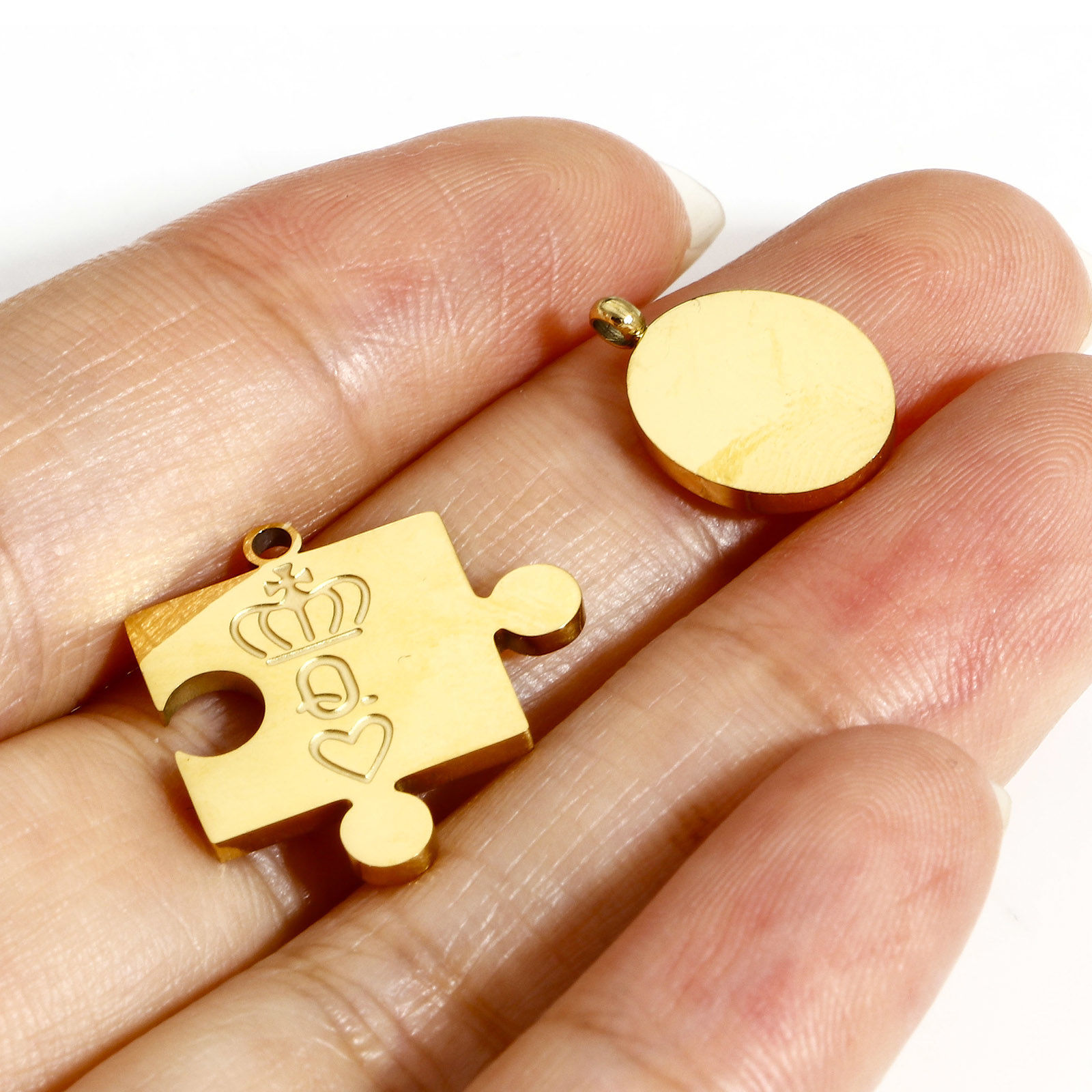 Picture of 304 Stainless Steel Geometric Charms 18K Real Gold Plated Half Round Sunshine
