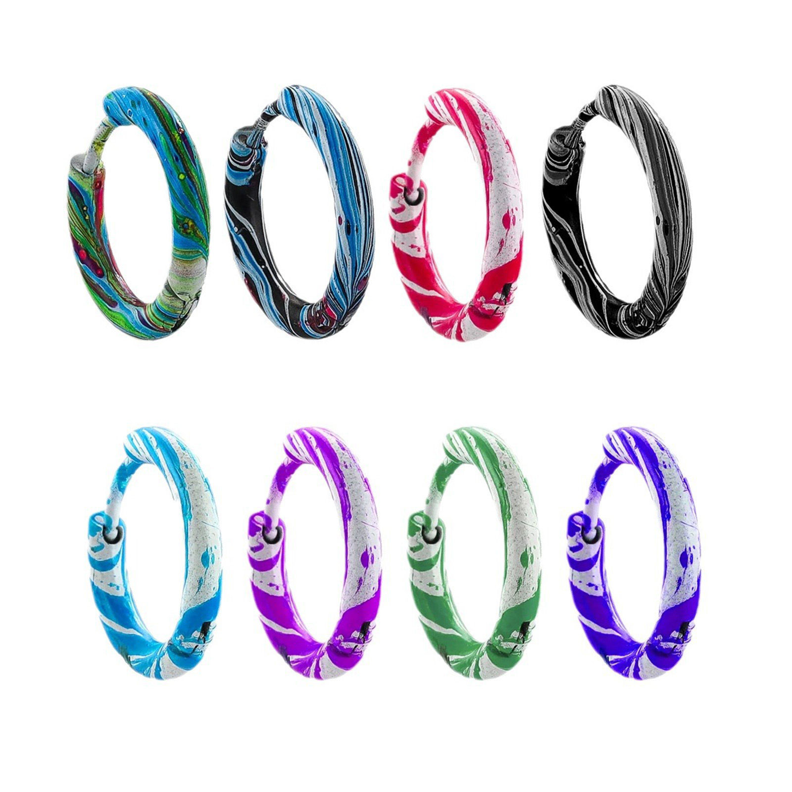 Bild von 1 Paar 304 Edelstahl Hoop Ohrringe Rund Emaille 12mm D.