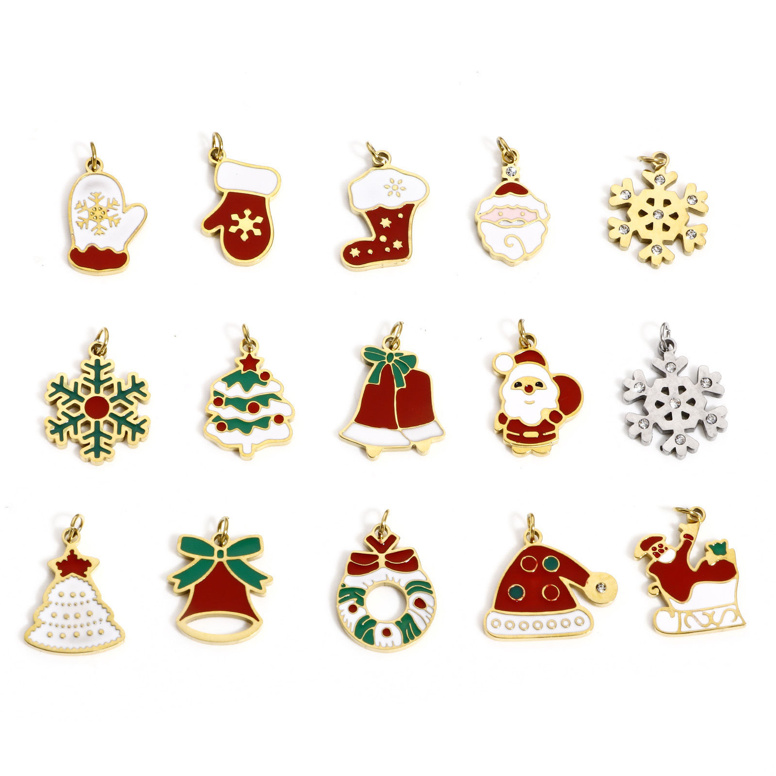 Picture of 304 Stainless Steel Christmas Charms Enamel