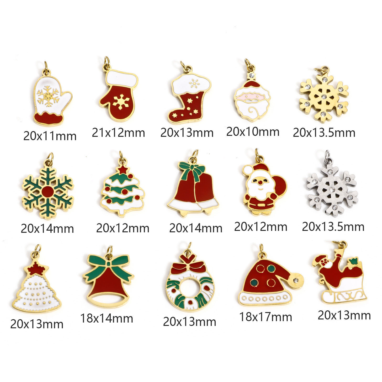 Picture of 304 Stainless Steel Christmas Charms Enamel