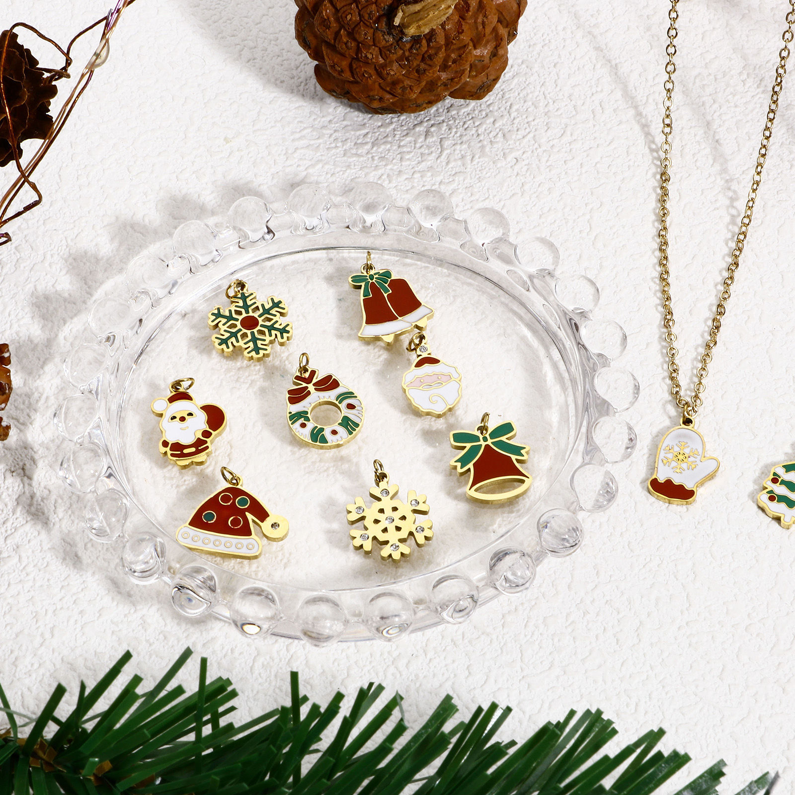 Picture of 304 Stainless Steel Christmas Charms Enamel