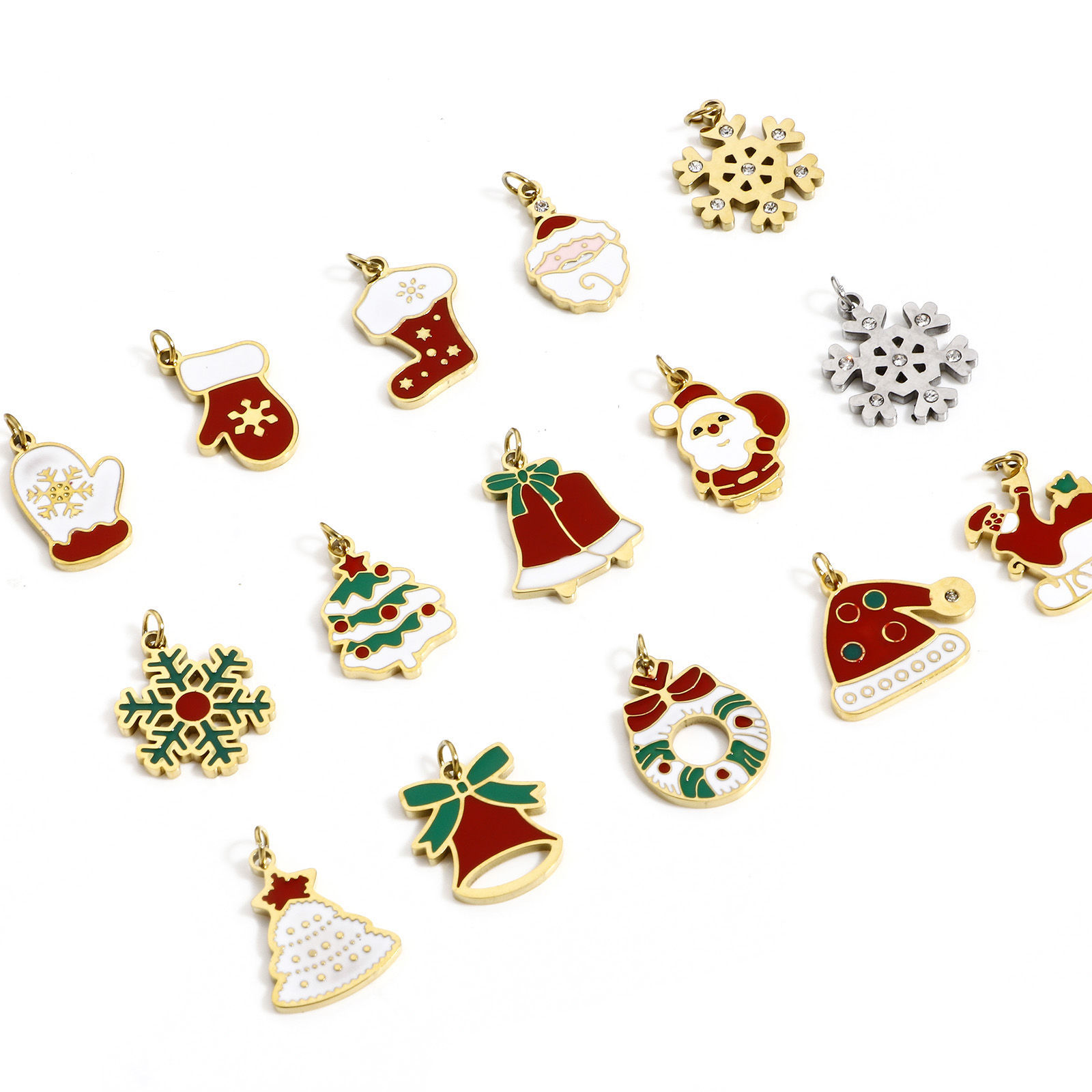 Picture of 304 Stainless Steel Christmas Charms Enamel