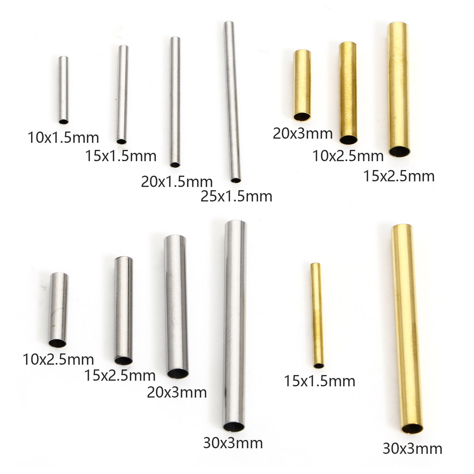 Bild von 5 Stück 304 Edelstahl Perlen für die DIY-Schmuckherstellung Tube