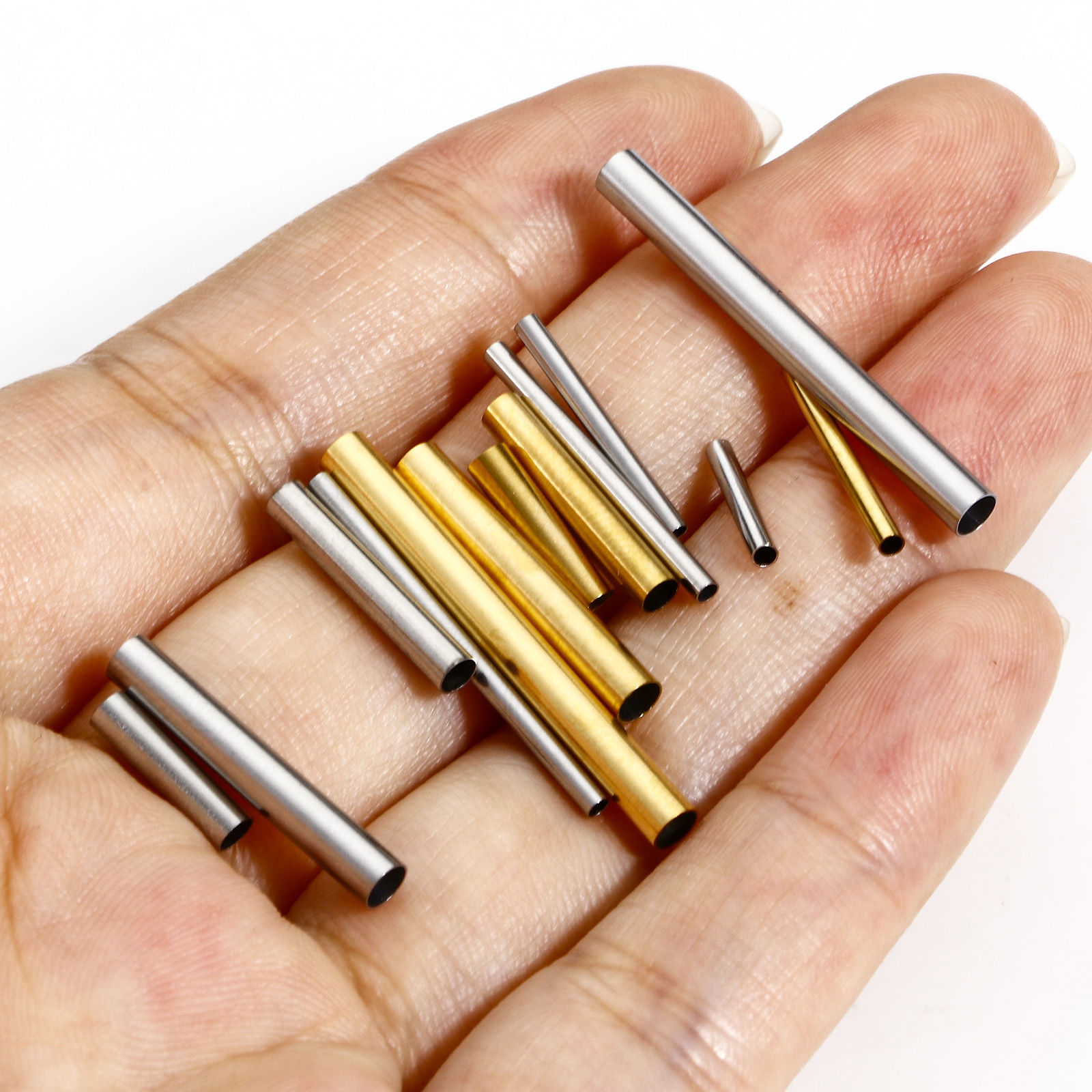 Bild von 5 Stück 304 Edelstahl Perlen für die DIY-Schmuckherstellung Tube