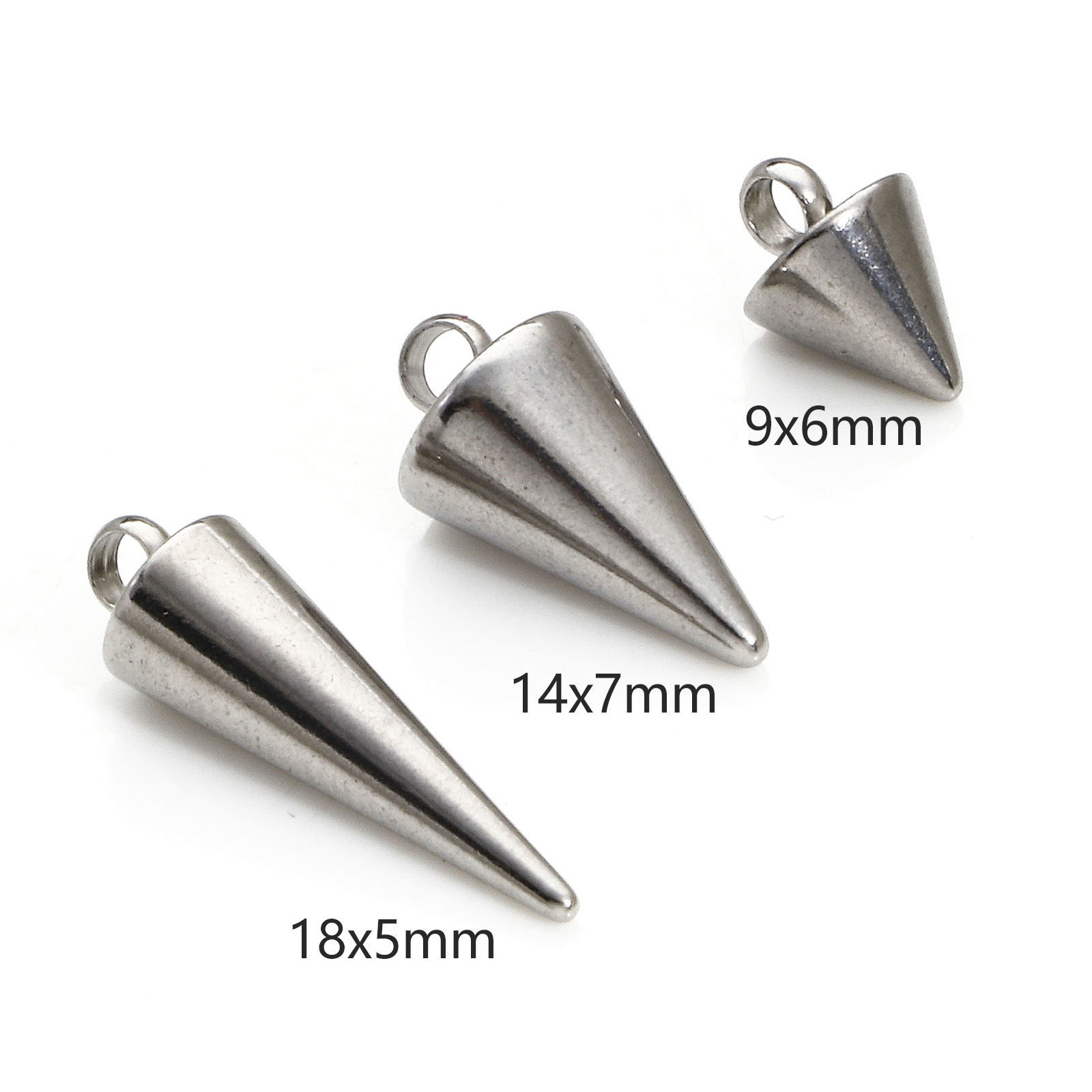 Picture of 304 Stainless Steel Charms Silver Tone Cone