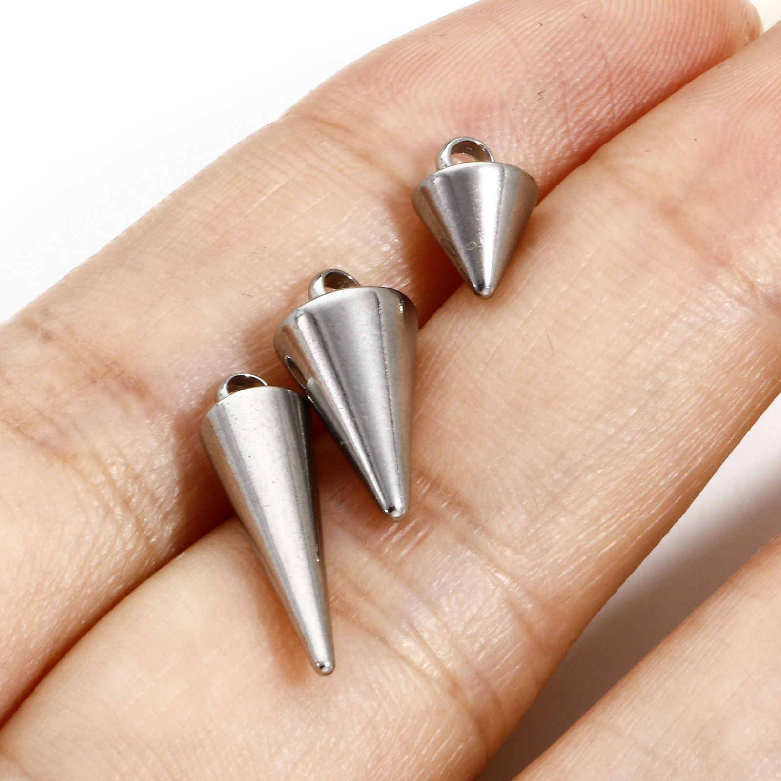 Picture of 304 Stainless Steel Charms Silver Tone Cone