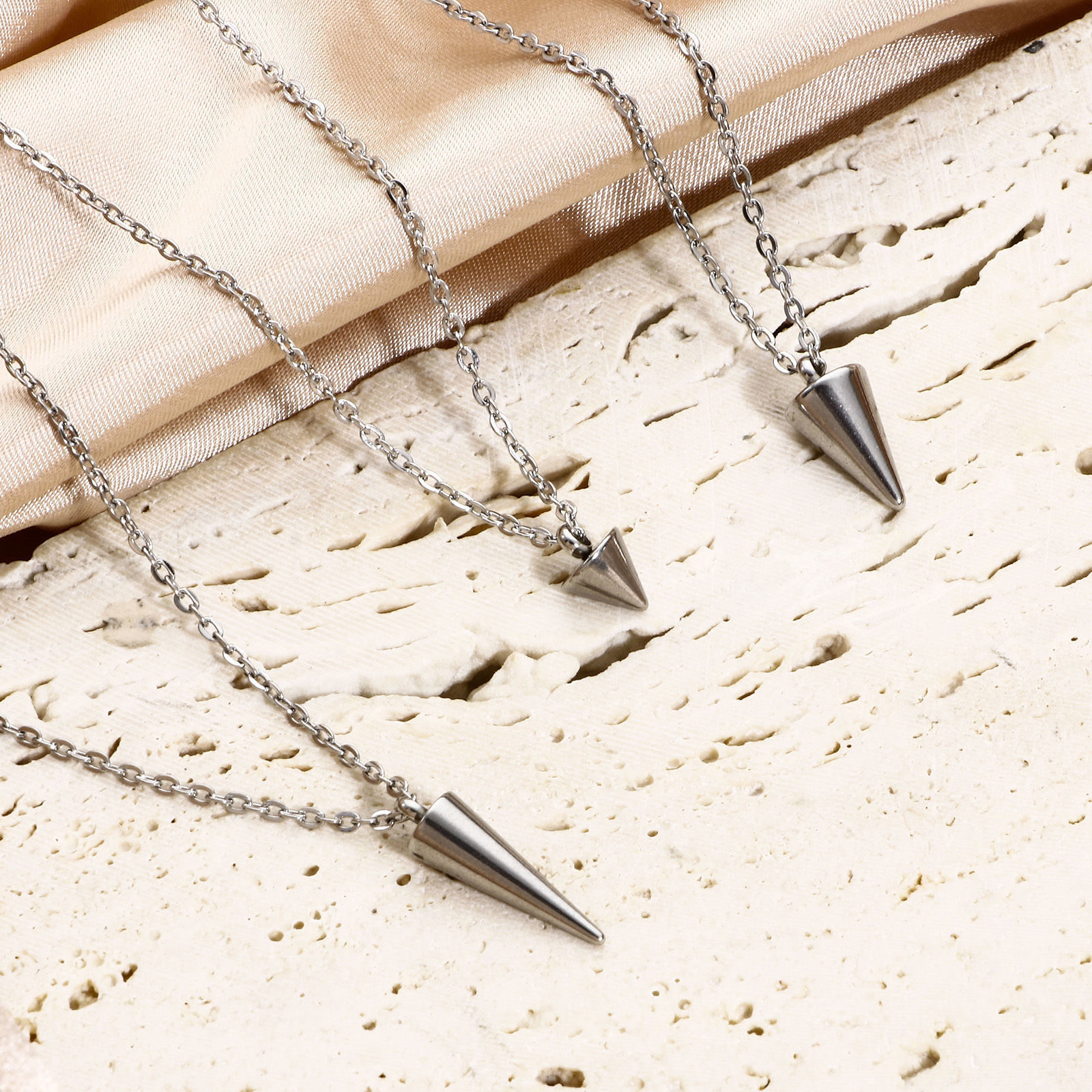 Picture of 304 Stainless Steel Charms Silver Tone Cone