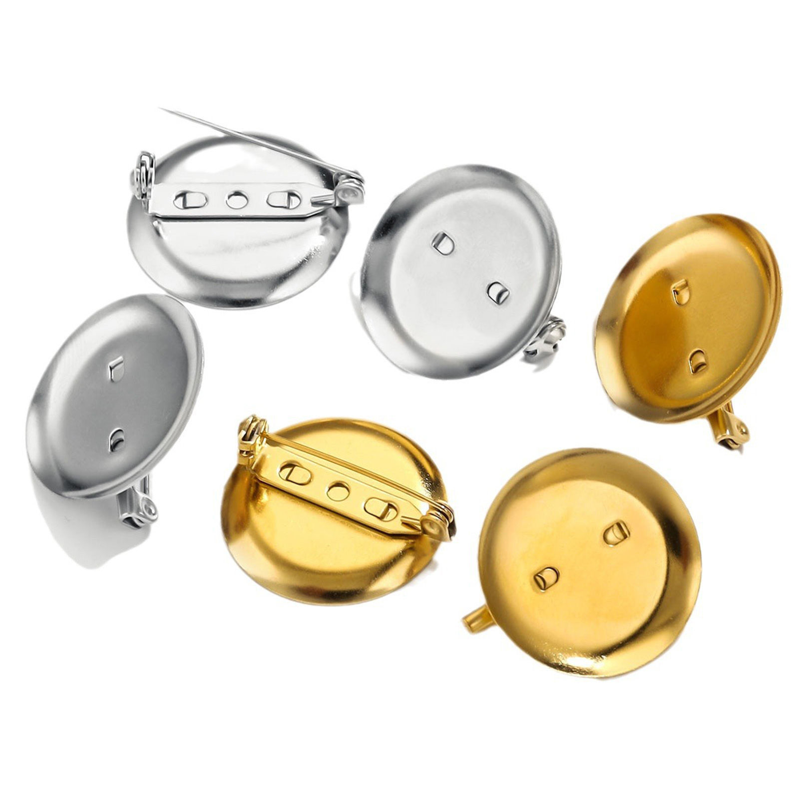 Bild von 5 Stück 304 Edelstahl Broschen Zubehör Cabochon Fassung 25mm D.