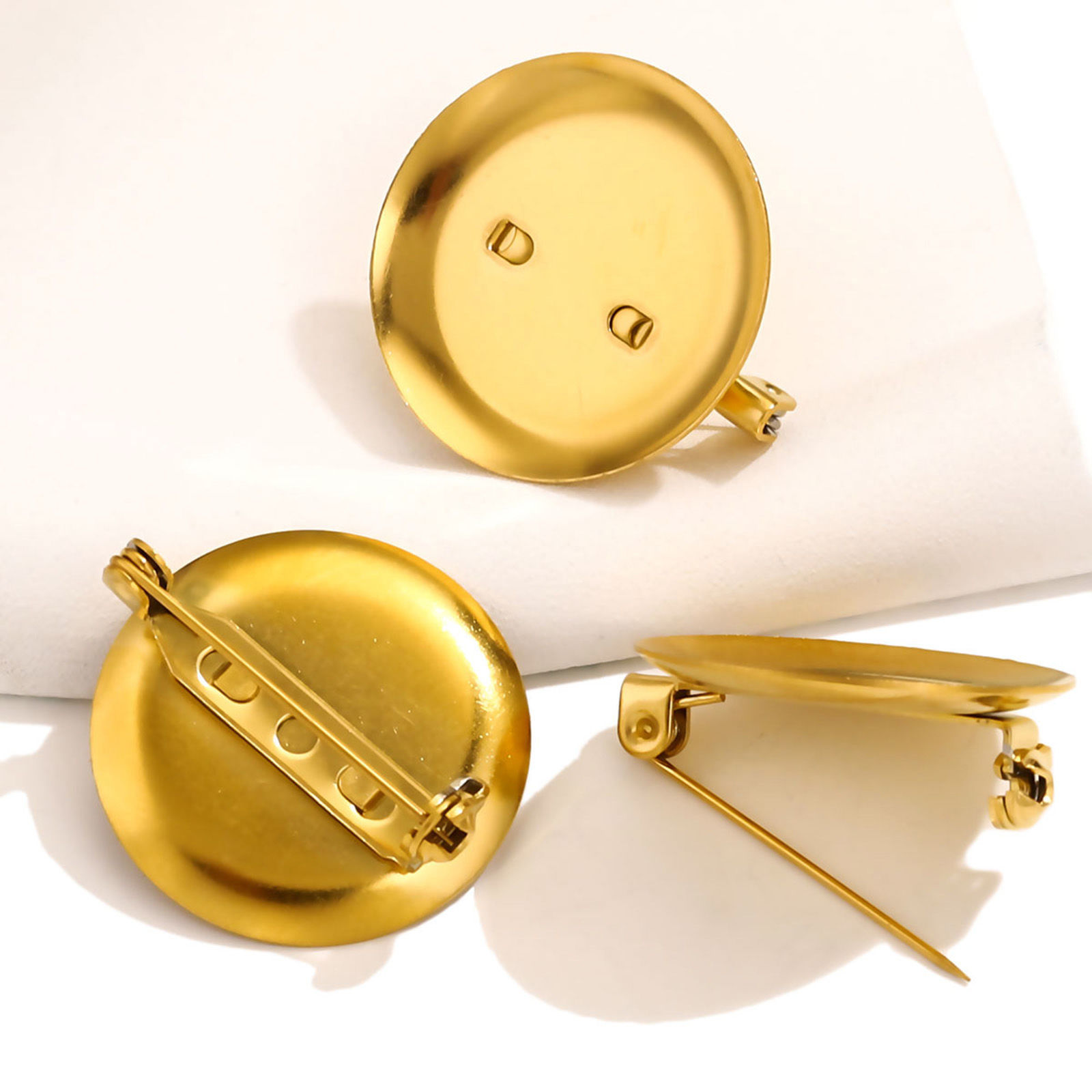 Bild von 5 Stück 304 Edelstahl Broschen Zubehör Cabochon Fassung 25mm D.