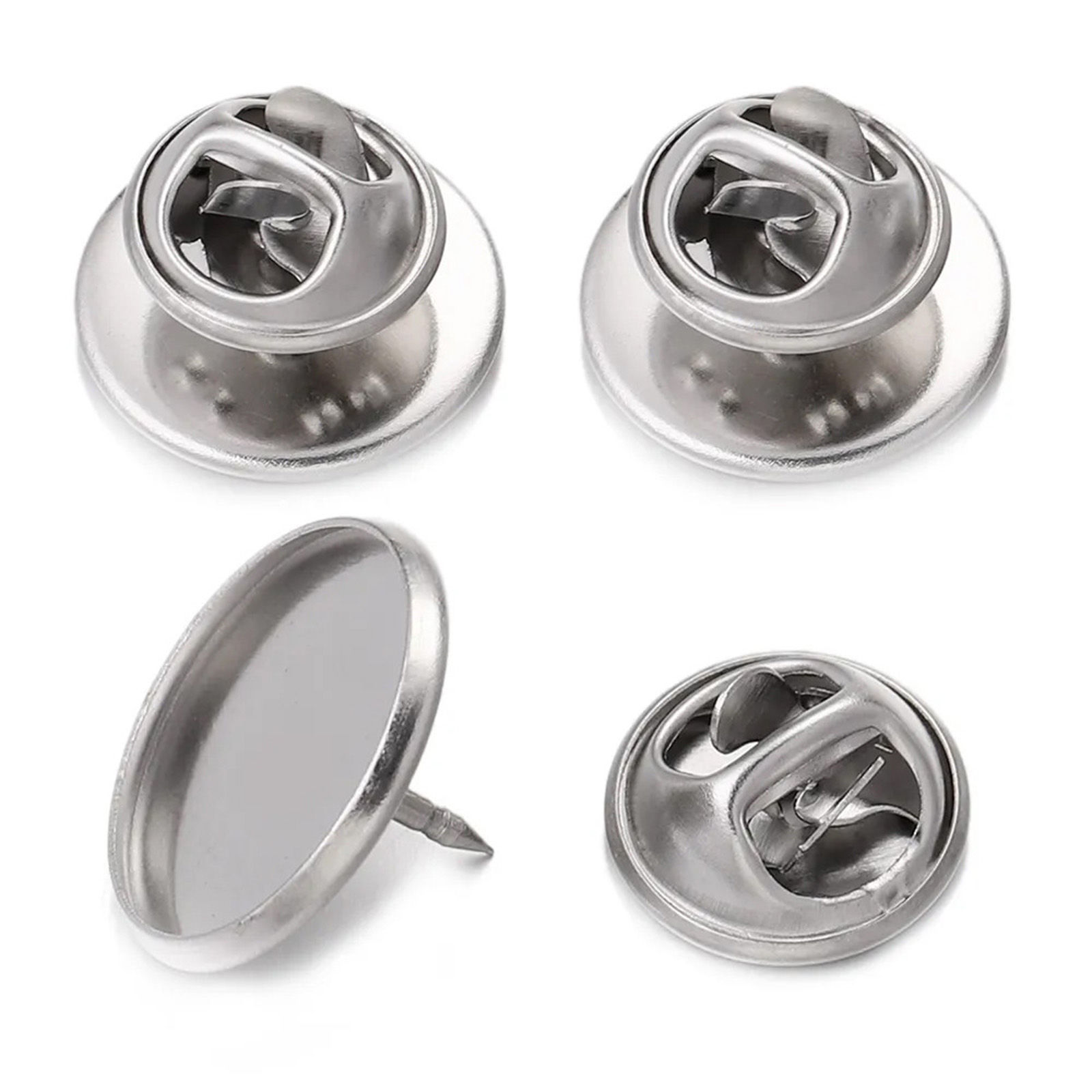 Image de 10 Pcs Broches Accessoires en 304 Acier Inoxydable Argent Mat Cabochon Rapportable