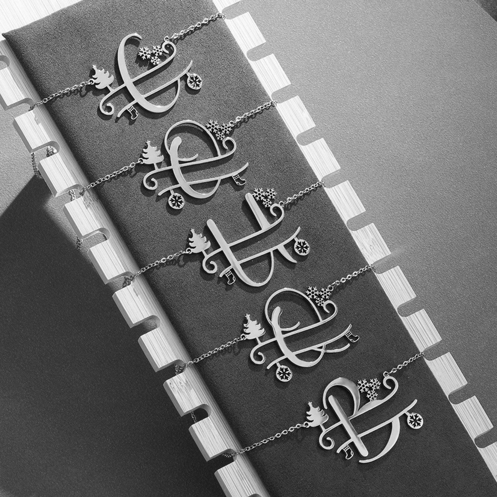 Picture of 304 Stainless Steel Link Cable Chain Necklace Platinum Plated Christmas Tree Snowflake Hollow 43cm(16 7/8") long