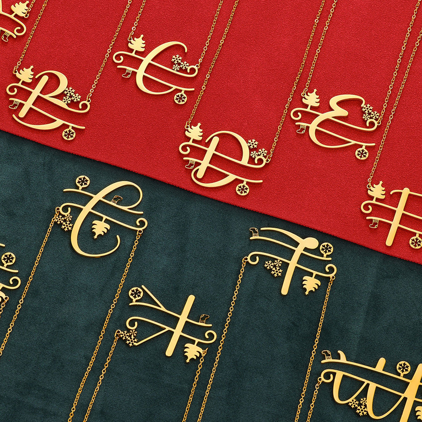 Изображение 1 ШТ 304 Нержавеющая Сталь Позолоченные цепочки Ожерелья Позолоченный Рождественская елка Снежинка ажурная резьба 43.5см Длина