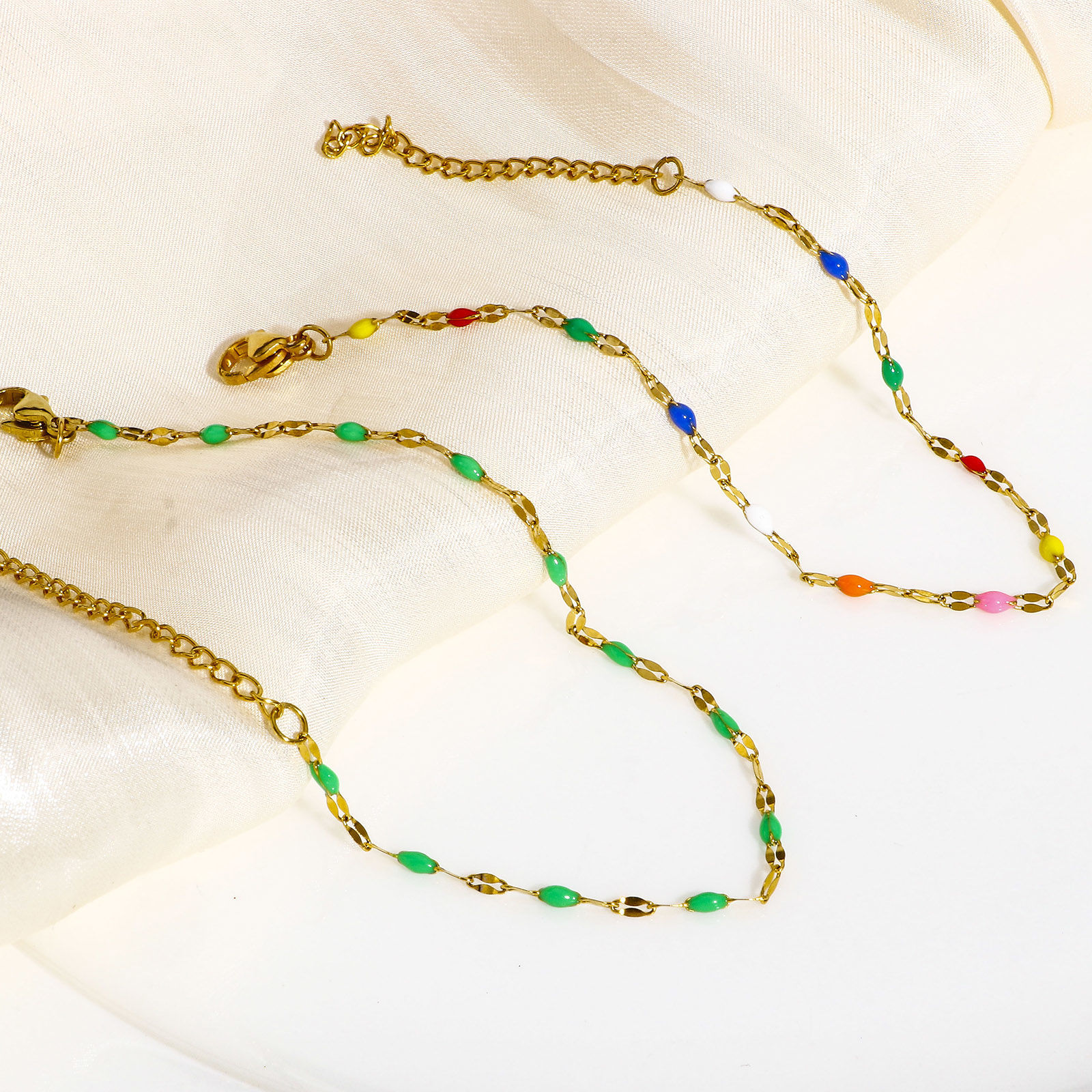 Image de 1 Pièce Bracelets Chaîne Maille Lèvres en 304 Acier Inoxydable Doré Émail 17.5cm long