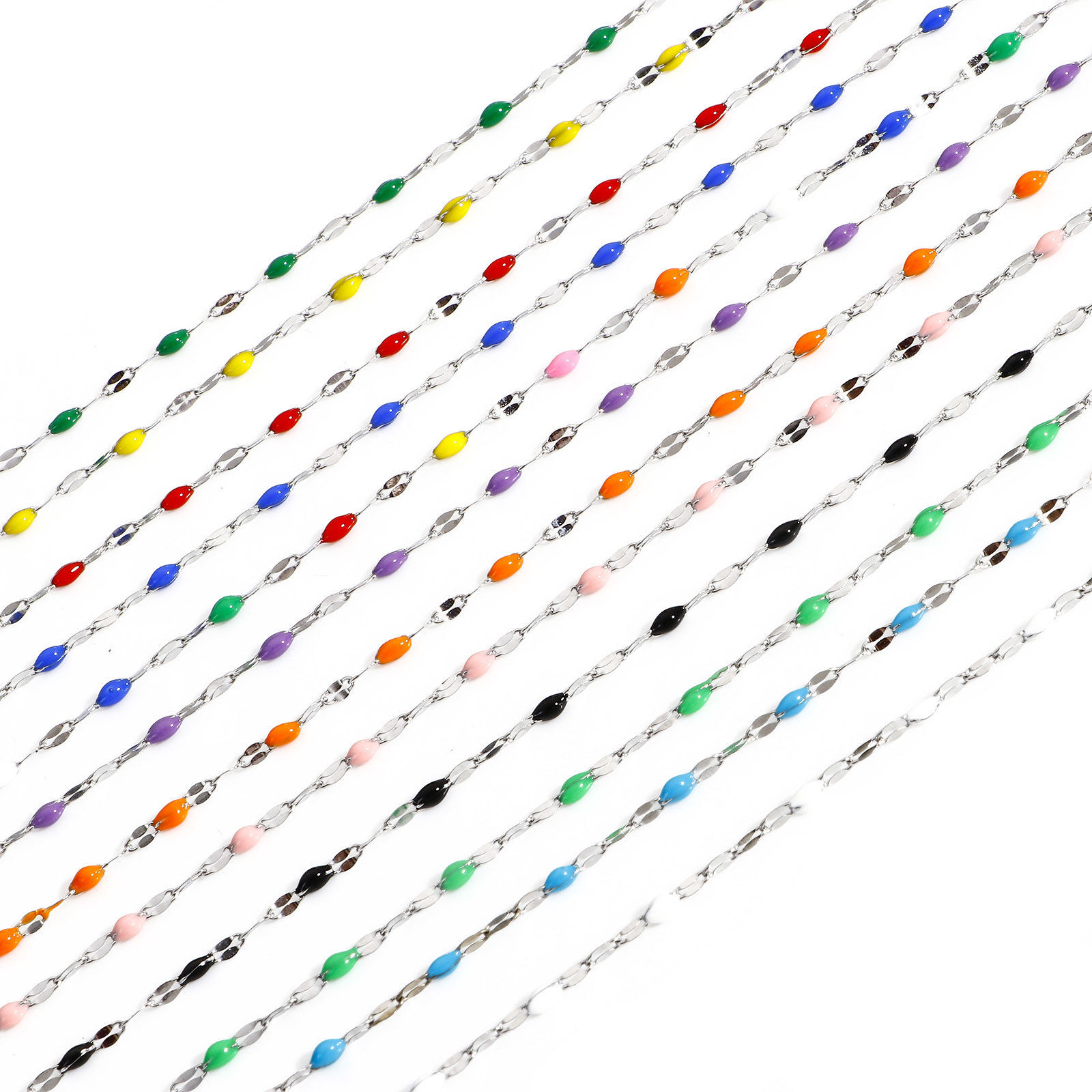 Picture of 304 Stainless Steel Enamel Lips Chain For Handmade DIY Jewelry Making Findings Silver Tone 2mm