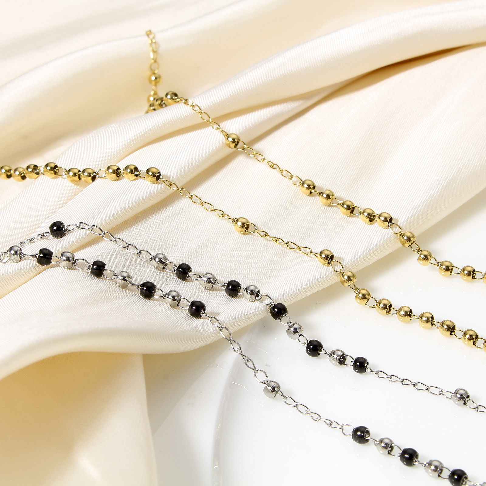 Image de 1 Pièce Collier Chapelet de Perles de Prière Chaîne à Maillons Faite à la Main en 304 Acier Inoxydable Religieux Croix Sainte Vierge Marie 53cm Long