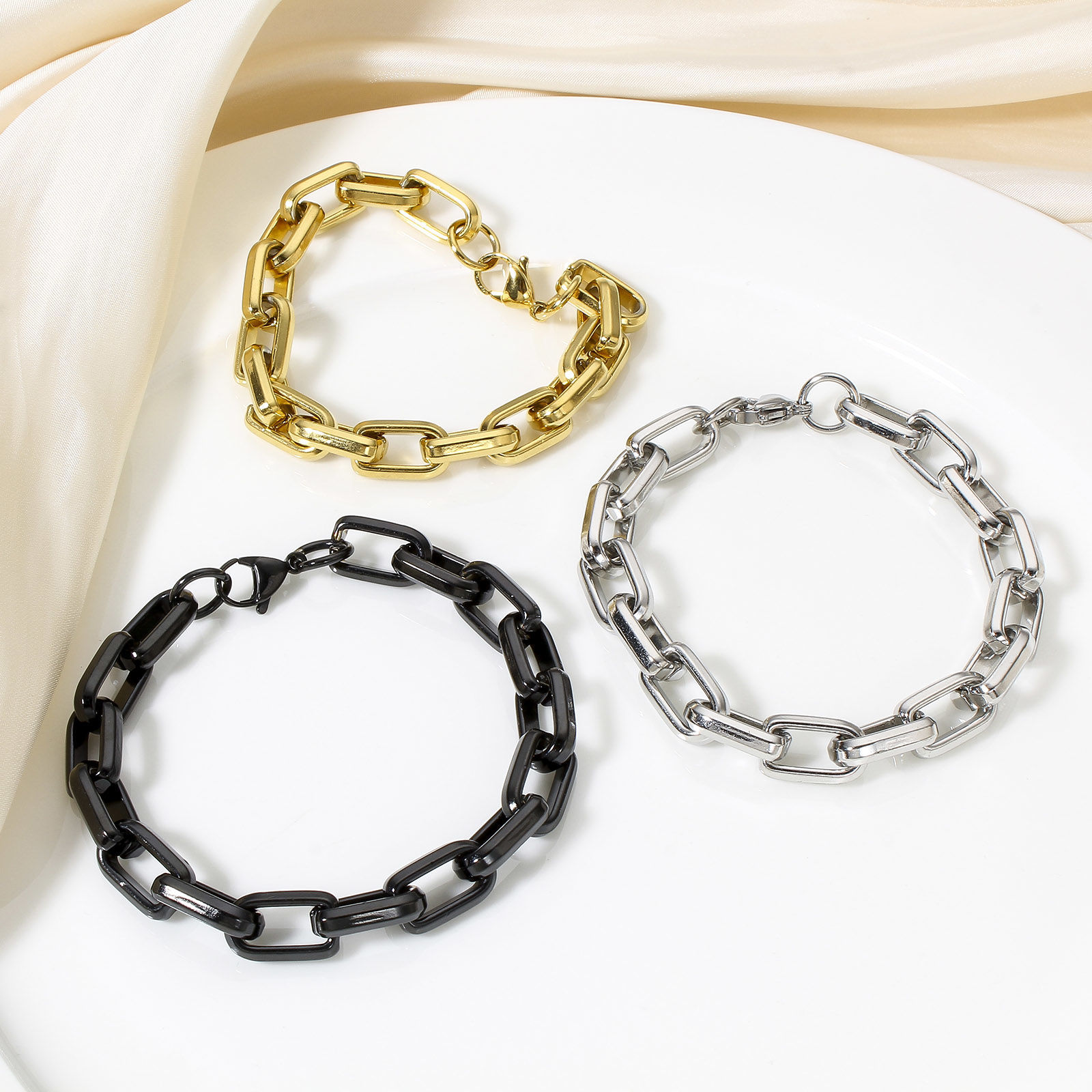 Picture of 304 Stainless Steel Link Cable Chain Bracelets 21cm(8 2/8") long