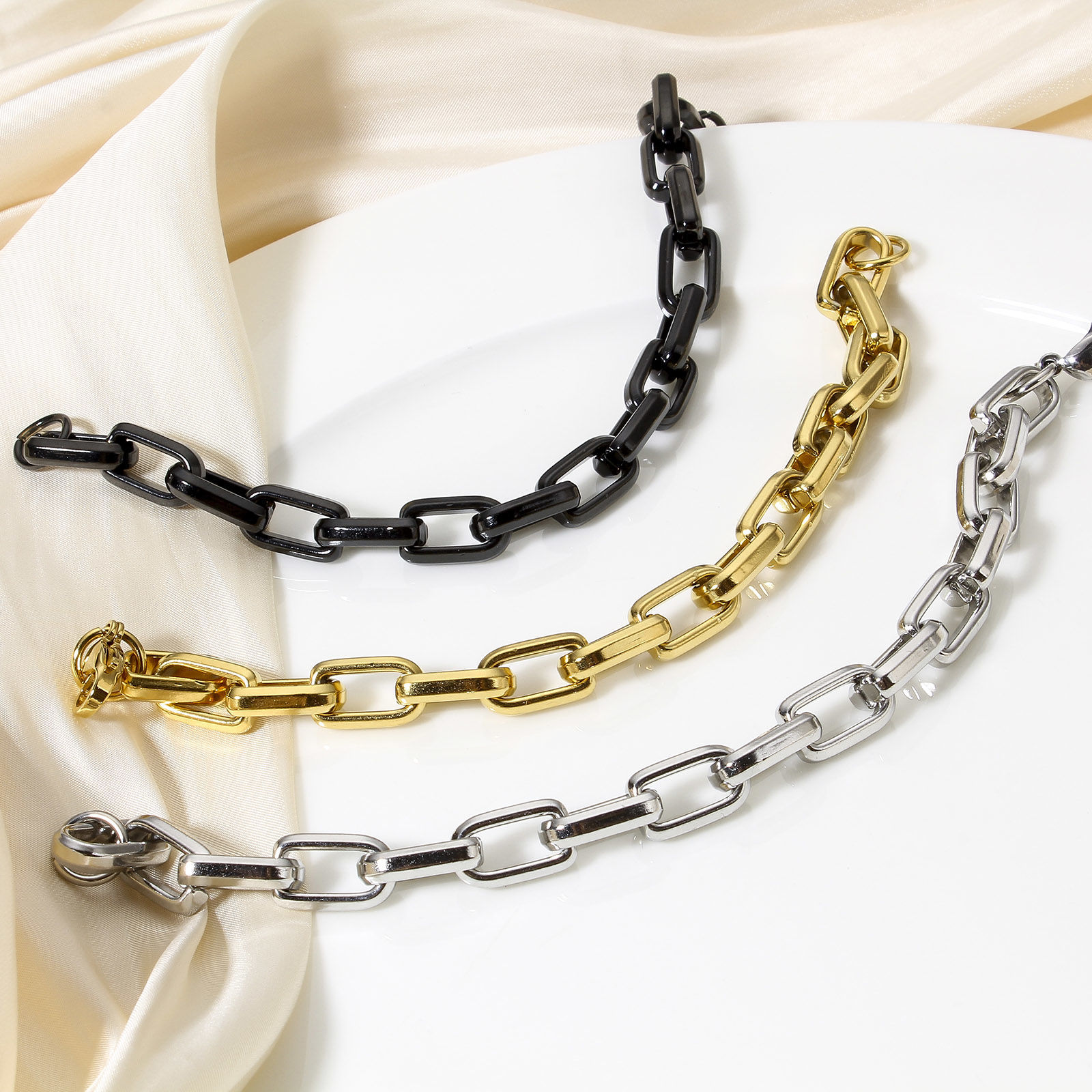 Picture of 304 Stainless Steel Link Cable Chain Bracelets 21cm(8 2/8") long