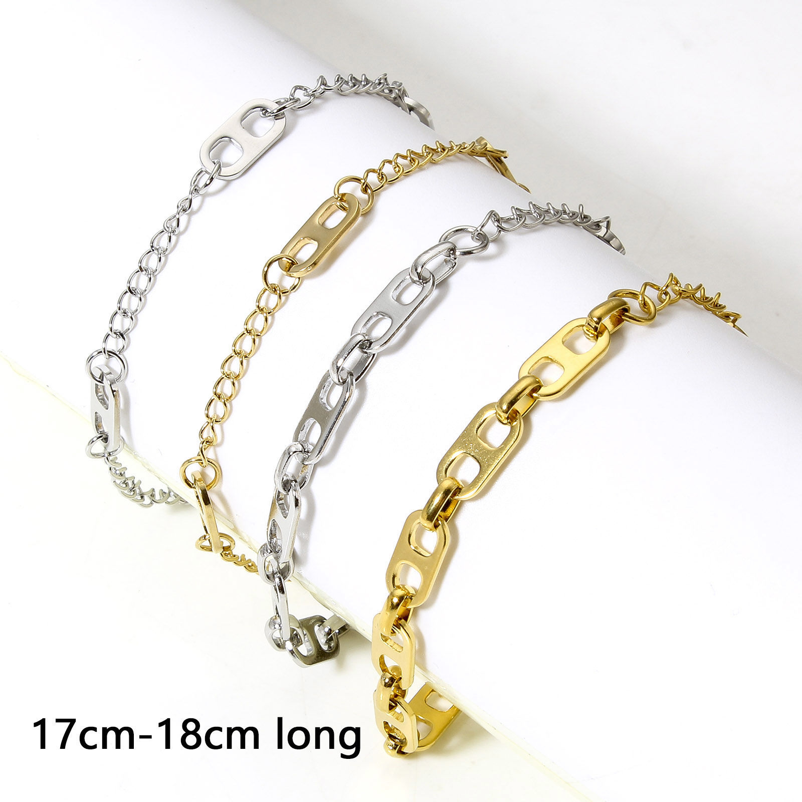 Picture of 304 Stainless Steel Handmade Link Chain Bracelets