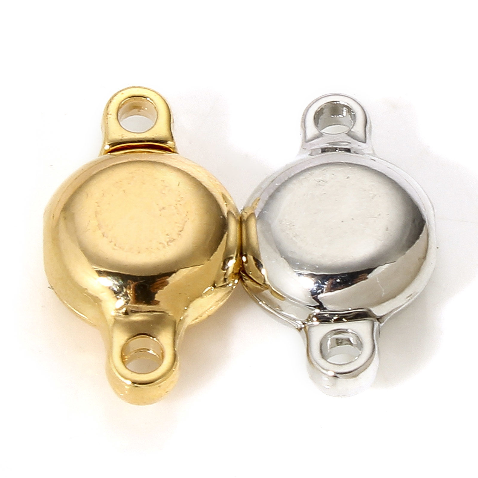 Bild von 2 Sets Messing Magnetverschluss Flachrund Echtgold plattiert