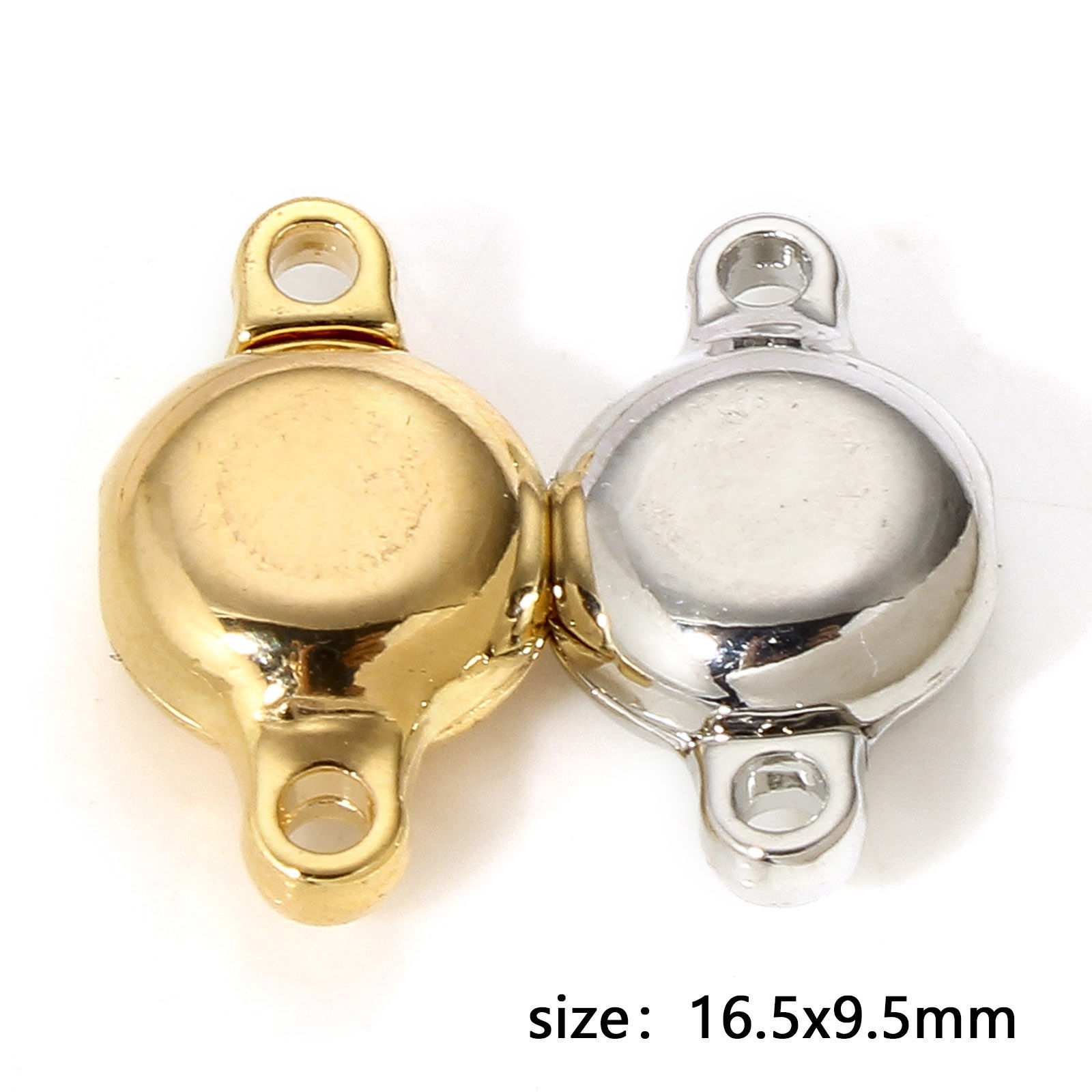 Bild von 2 Sets Messing Magnetverschluss Flachrund Echtgold plattiert
