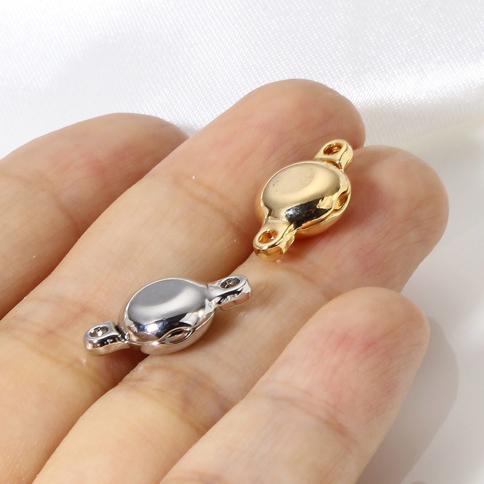 Bild von 2 Sets Messing Magnetverschluss Flachrund Echtgold plattiert