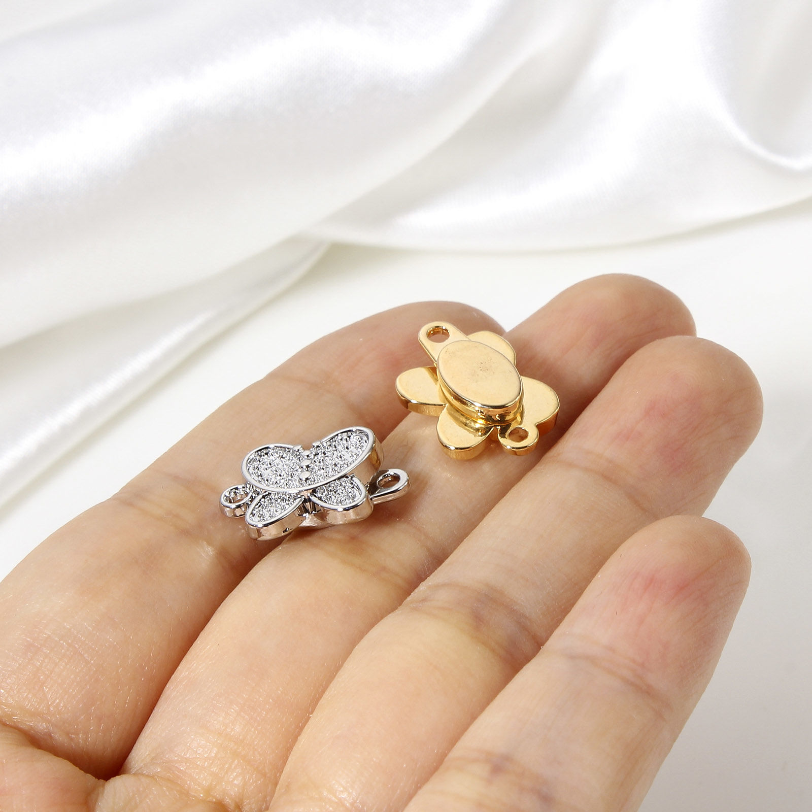 Picture of Brass Magnetic Clasps Butterfly Animal Real Gold Plated