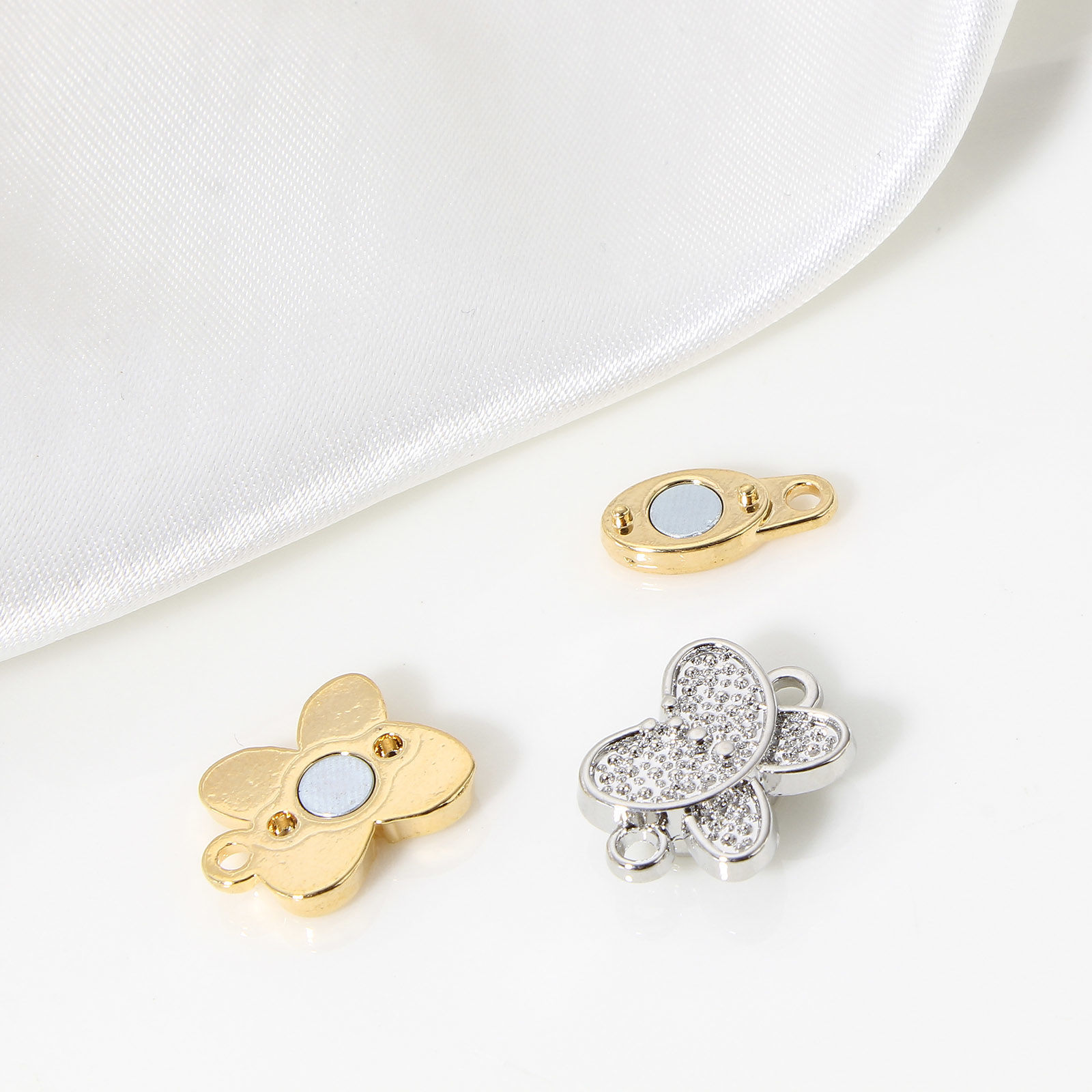 Picture of Brass Magnetic Clasps Butterfly Animal Real Gold Plated