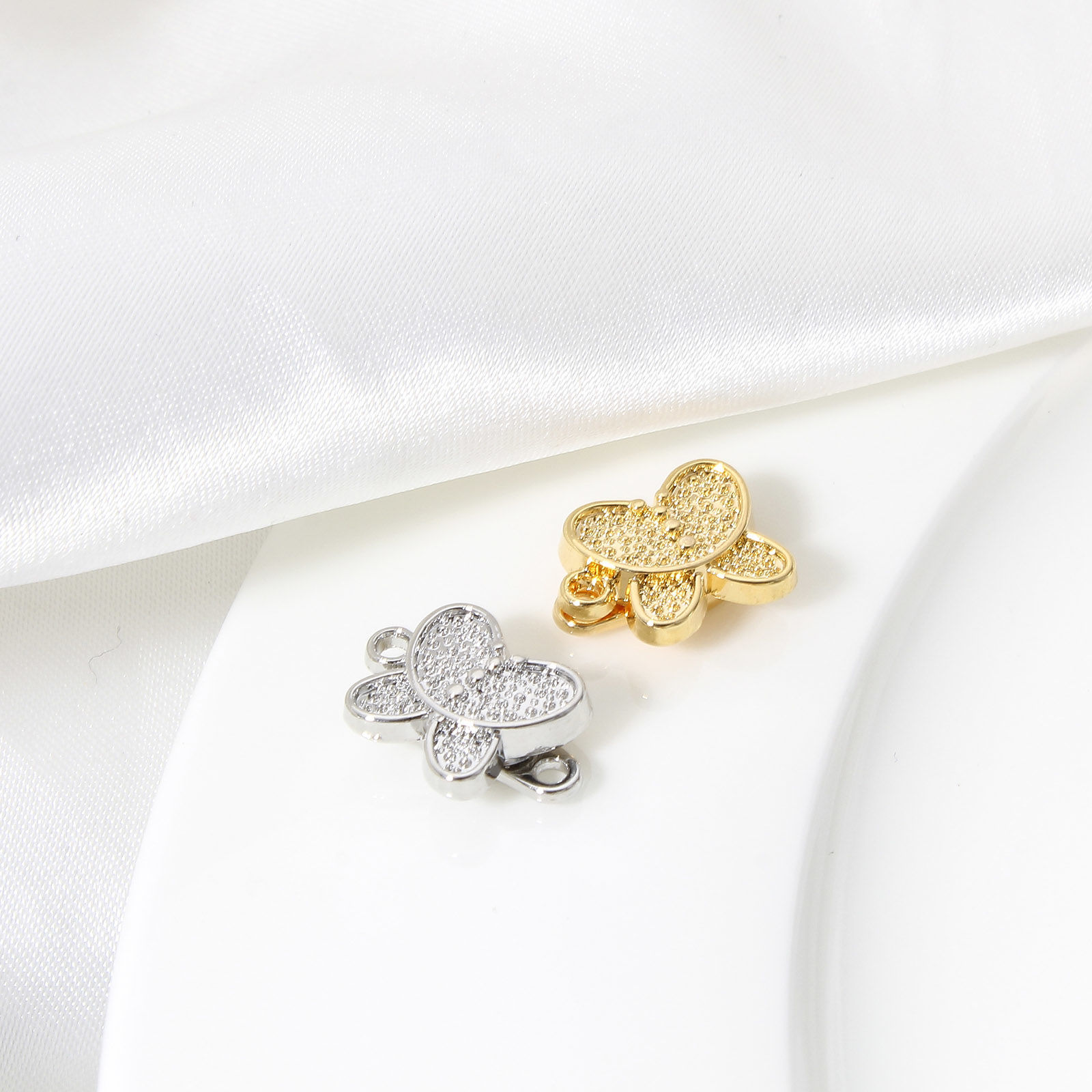 Picture of Brass Magnetic Clasps Butterfly Animal Real Gold Plated