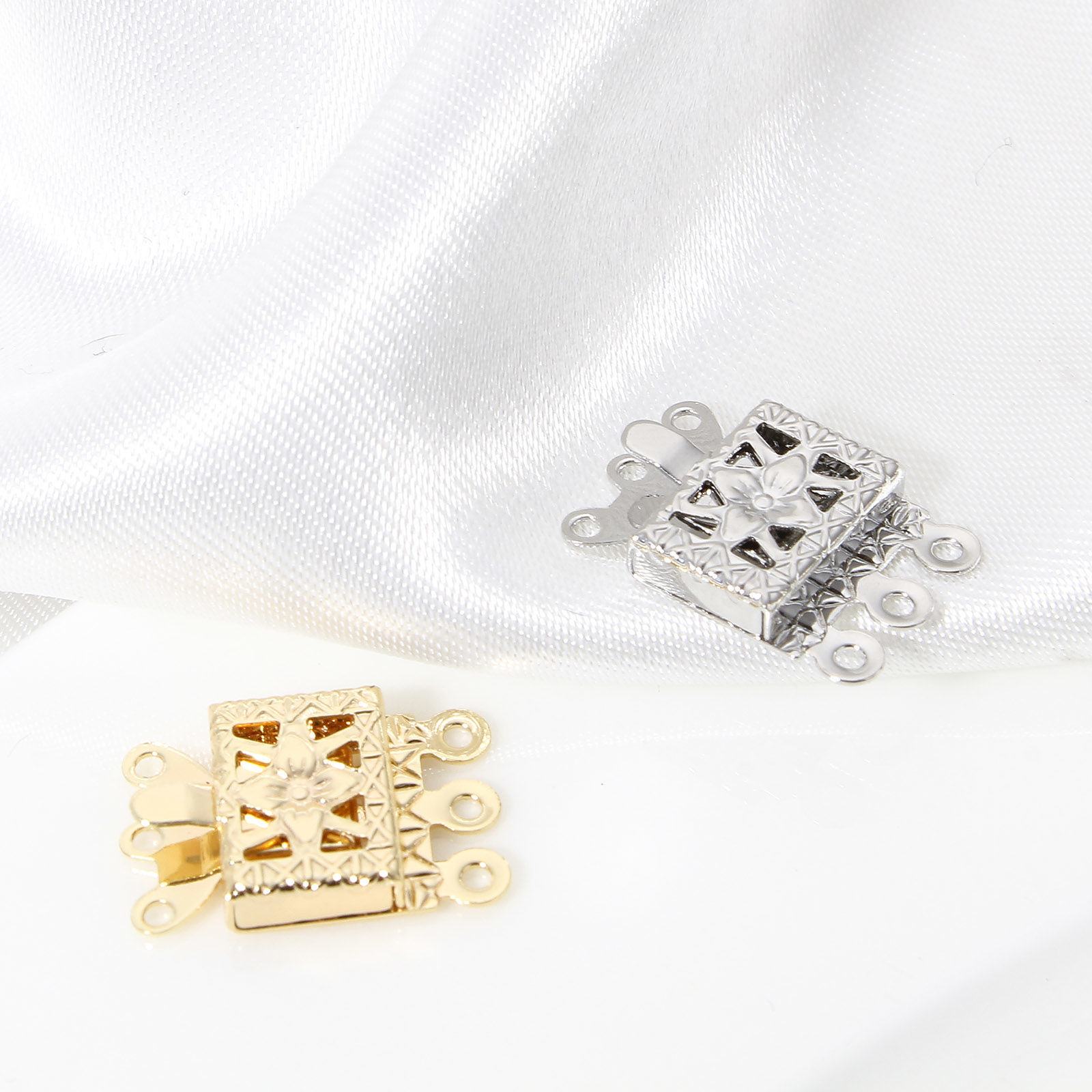 Picture of Brass Pinch Clasp Rectangle Real Gold Plated Hollow