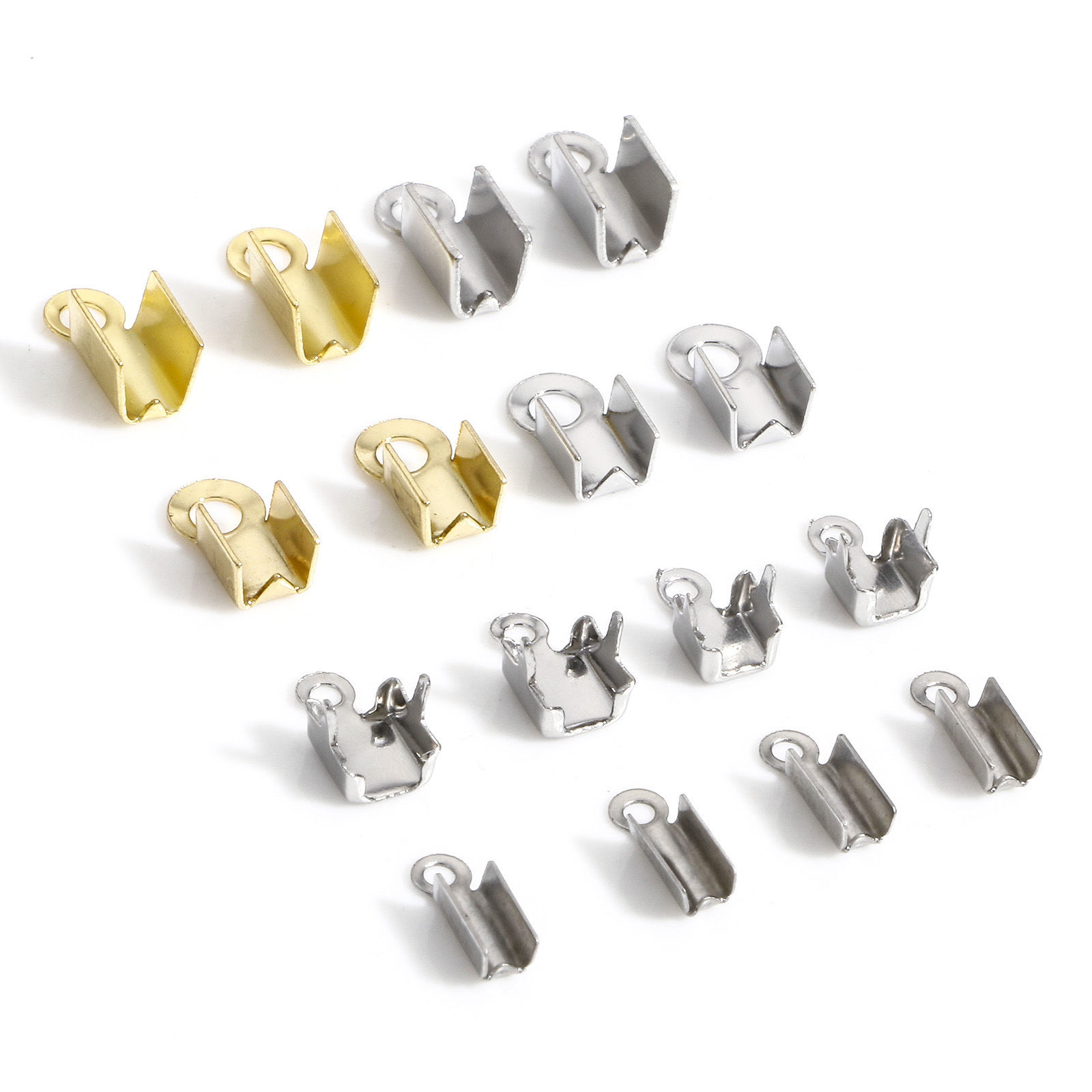 Picture of 304 Stainless Steel Cord End Caps For Necklace Bracelet Jewelry Making Rectangle