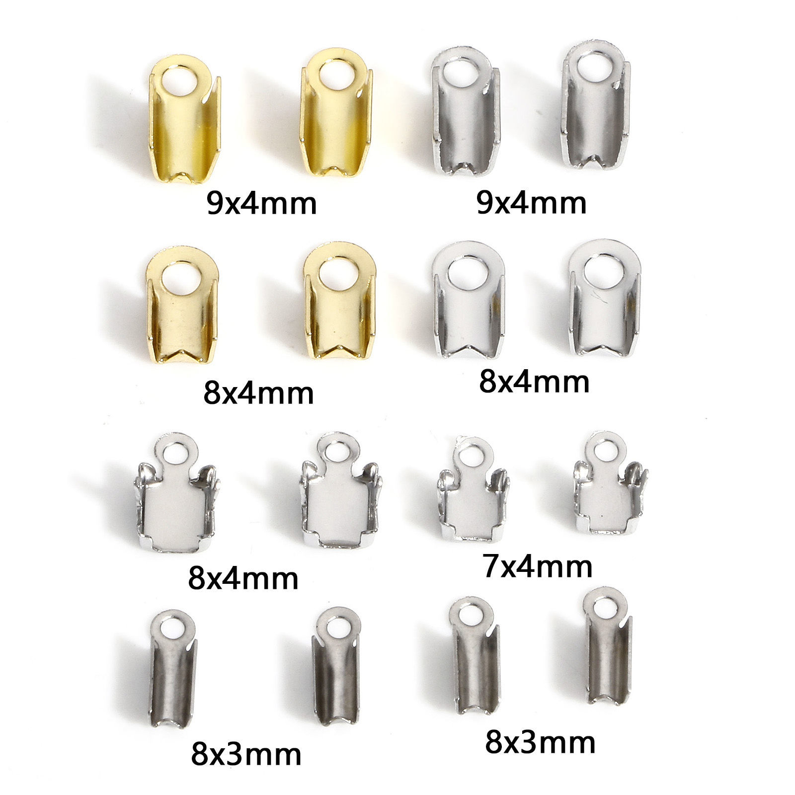 Picture of 304 Stainless Steel Cord End Caps For Necklace Bracelet Jewelry Making Rectangle