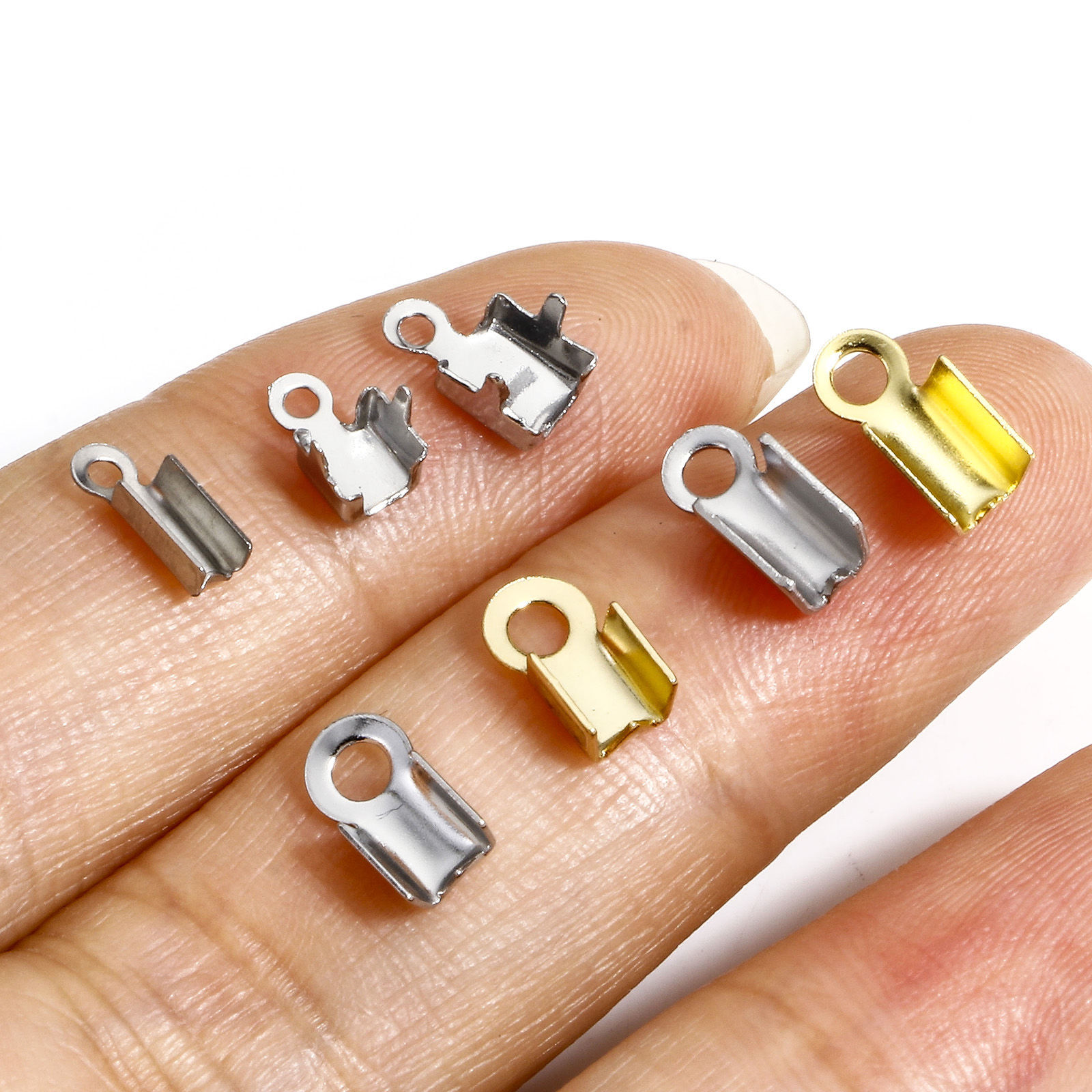 Picture of 304 Stainless Steel Cord End Caps For Necklace Bracelet Jewelry Making Rectangle
