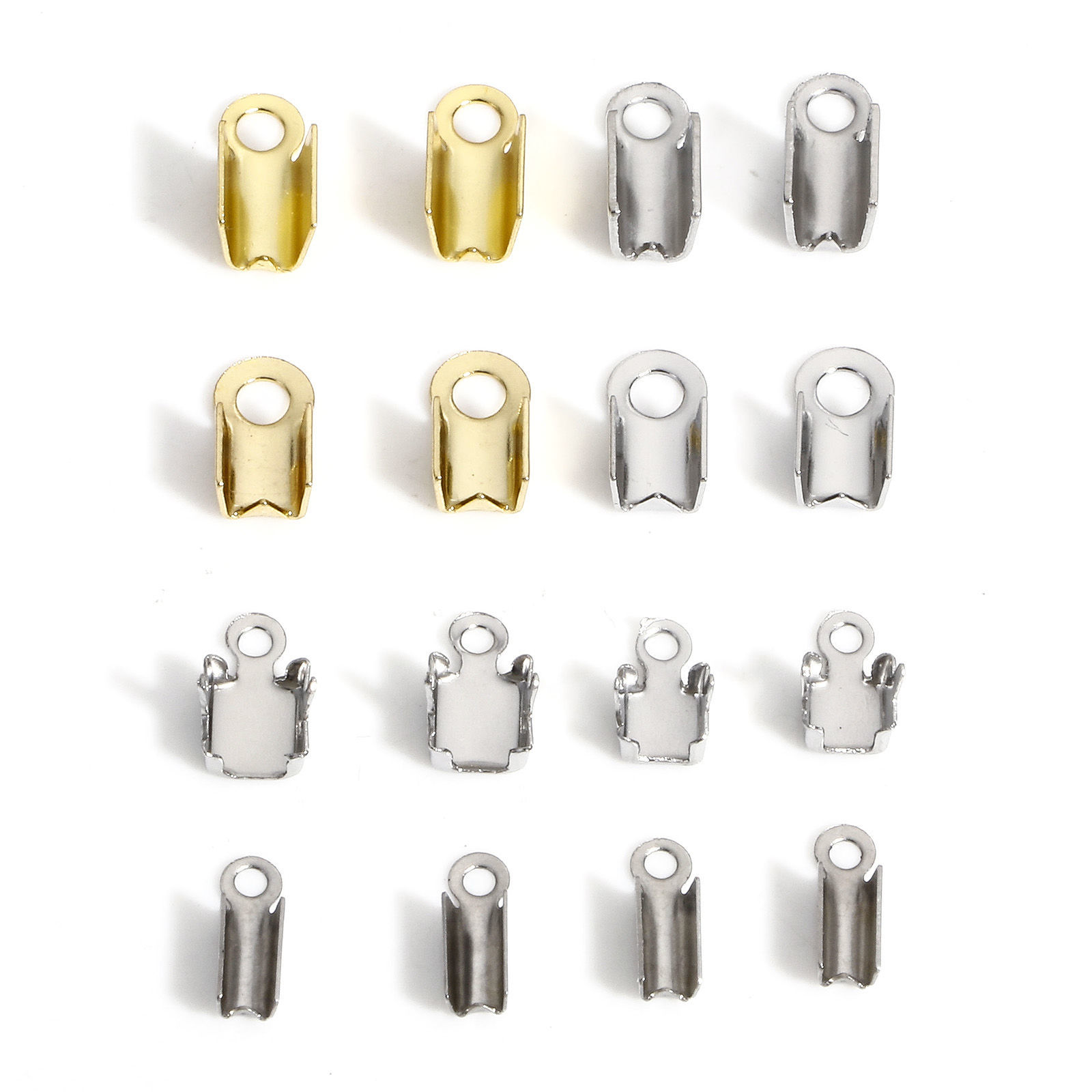 Picture of 304 Stainless Steel Cord End Caps For Necklace Bracelet Jewelry Making Rectangle