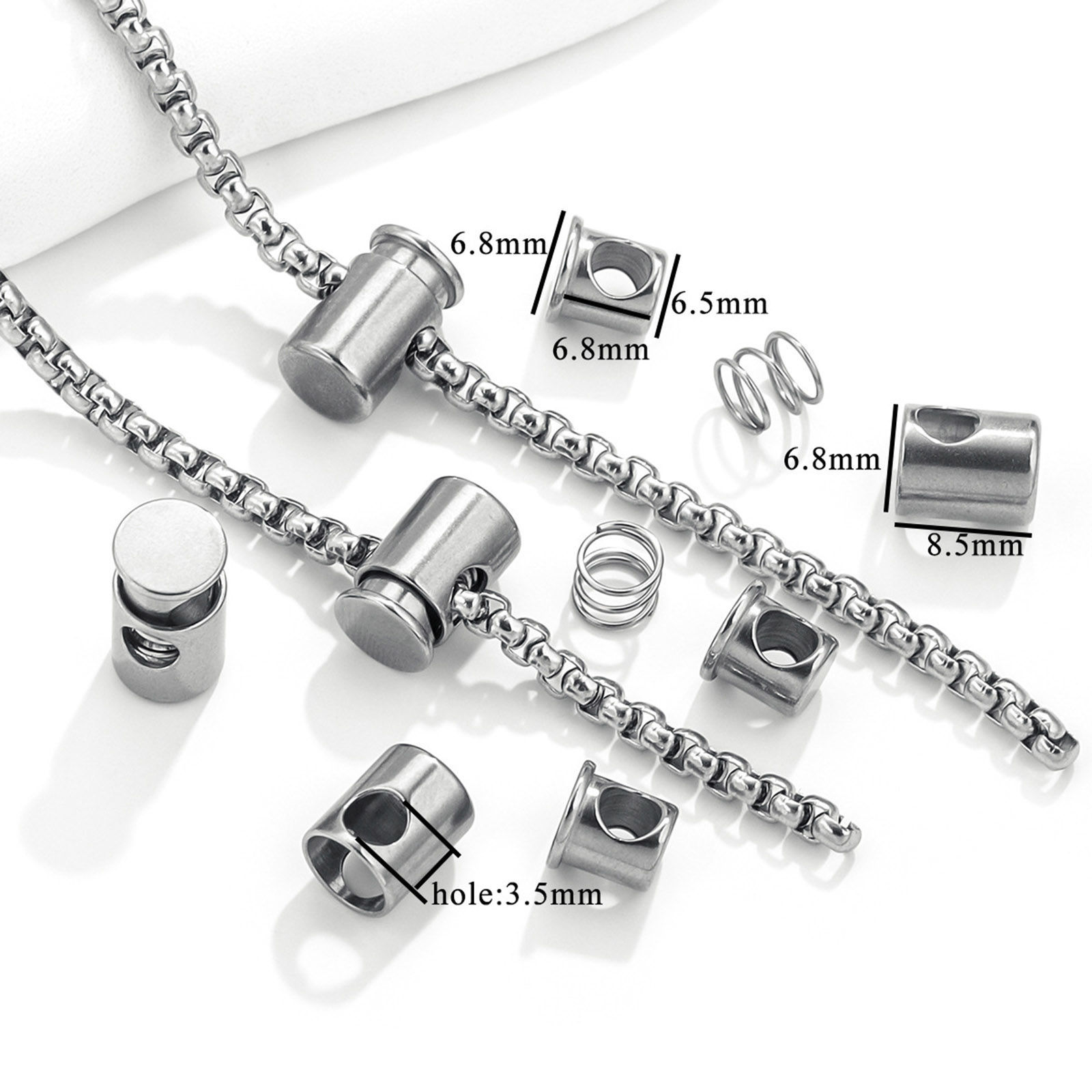 Picture of 304 Stainless Steel Buckle Fastener For Adjustable Mask Rope Accessory Cylinder 8.5mm x 6.8mm