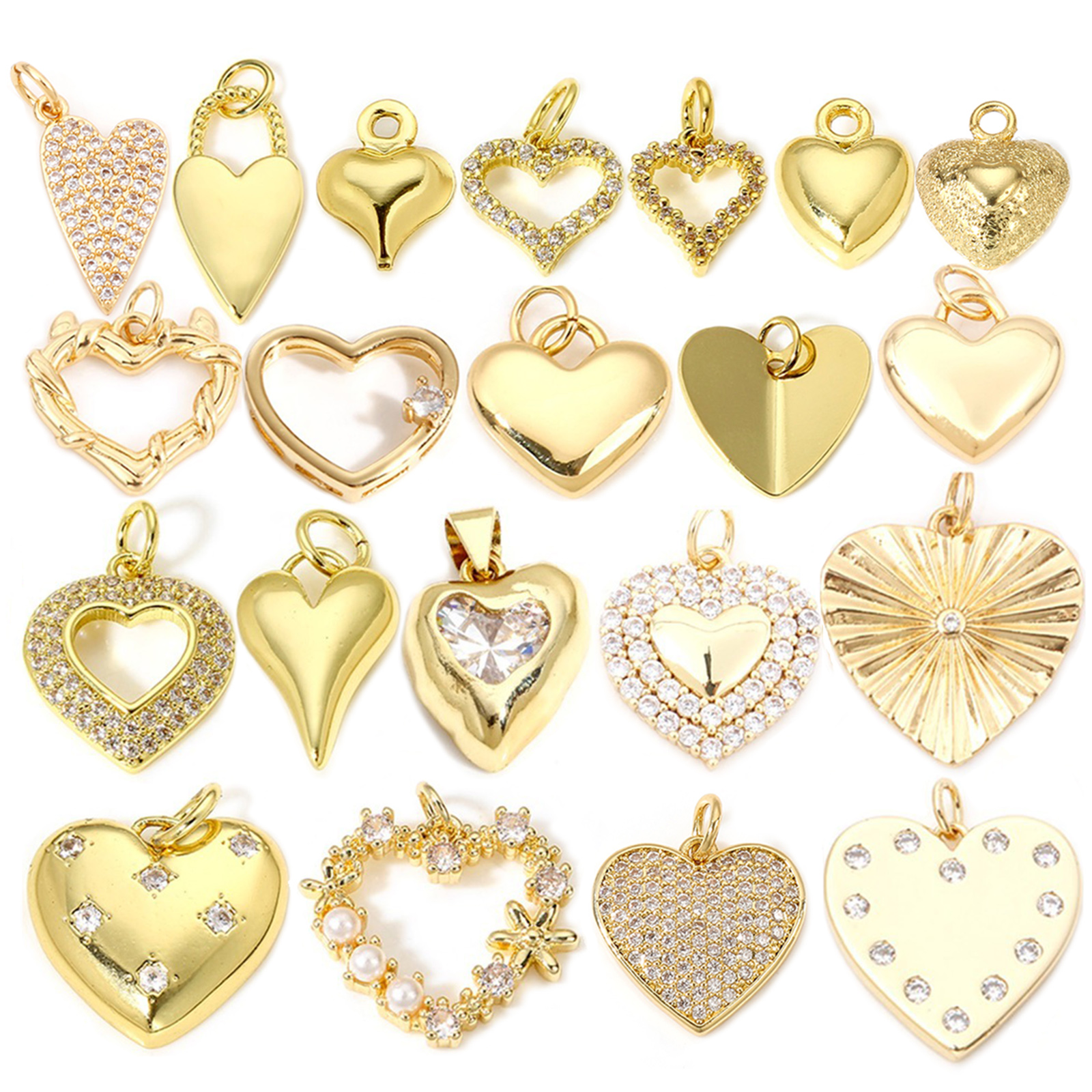 Picture of Brass Valentine's Day Charms 18K Real Gold Plated Heart