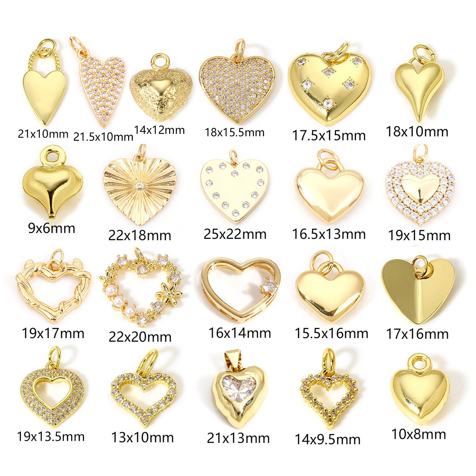 Picture of Brass Valentine's Day Charms 18K Real Gold Plated Heart