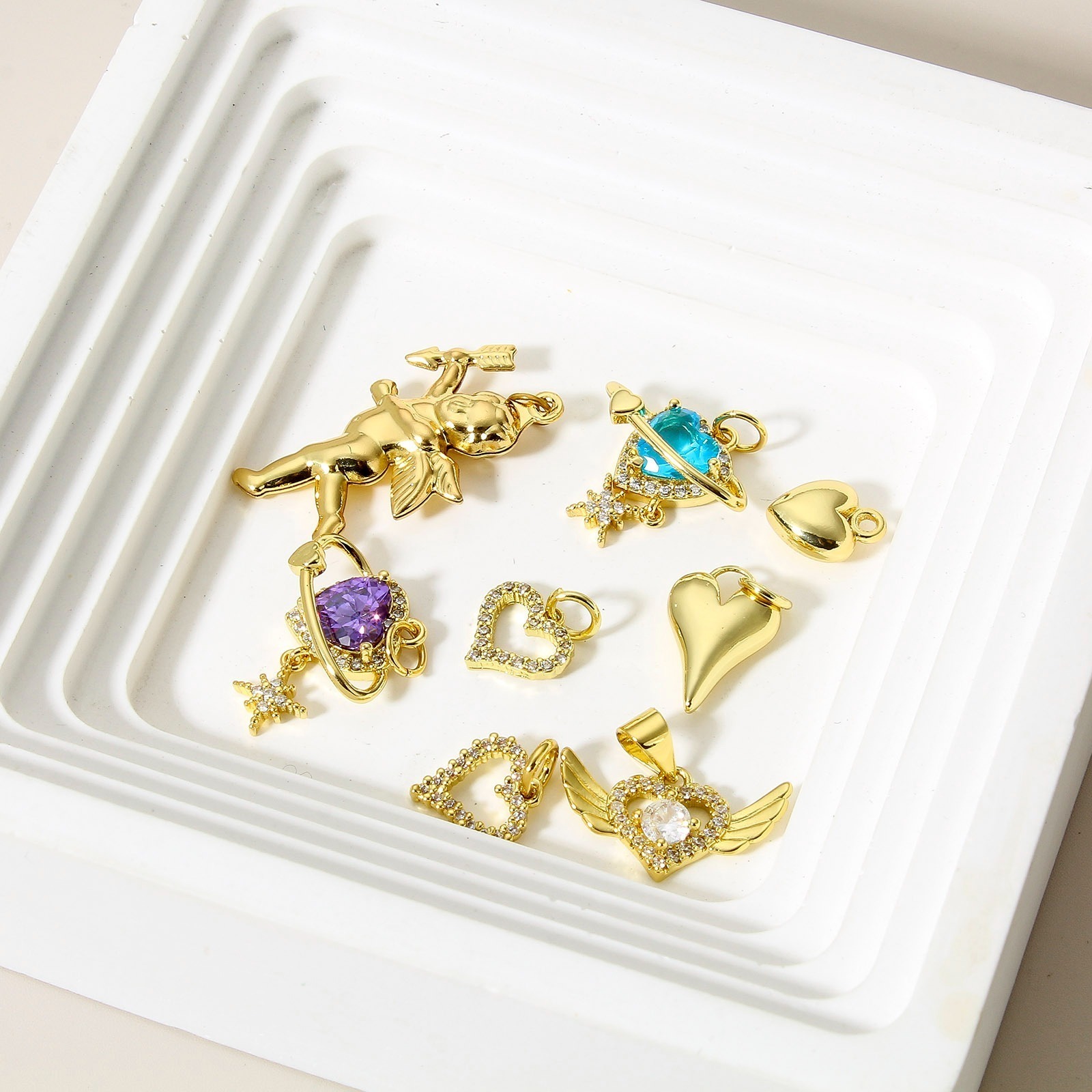 Picture of Brass Valentine's Day Charms 18K Real Gold Plated Heart