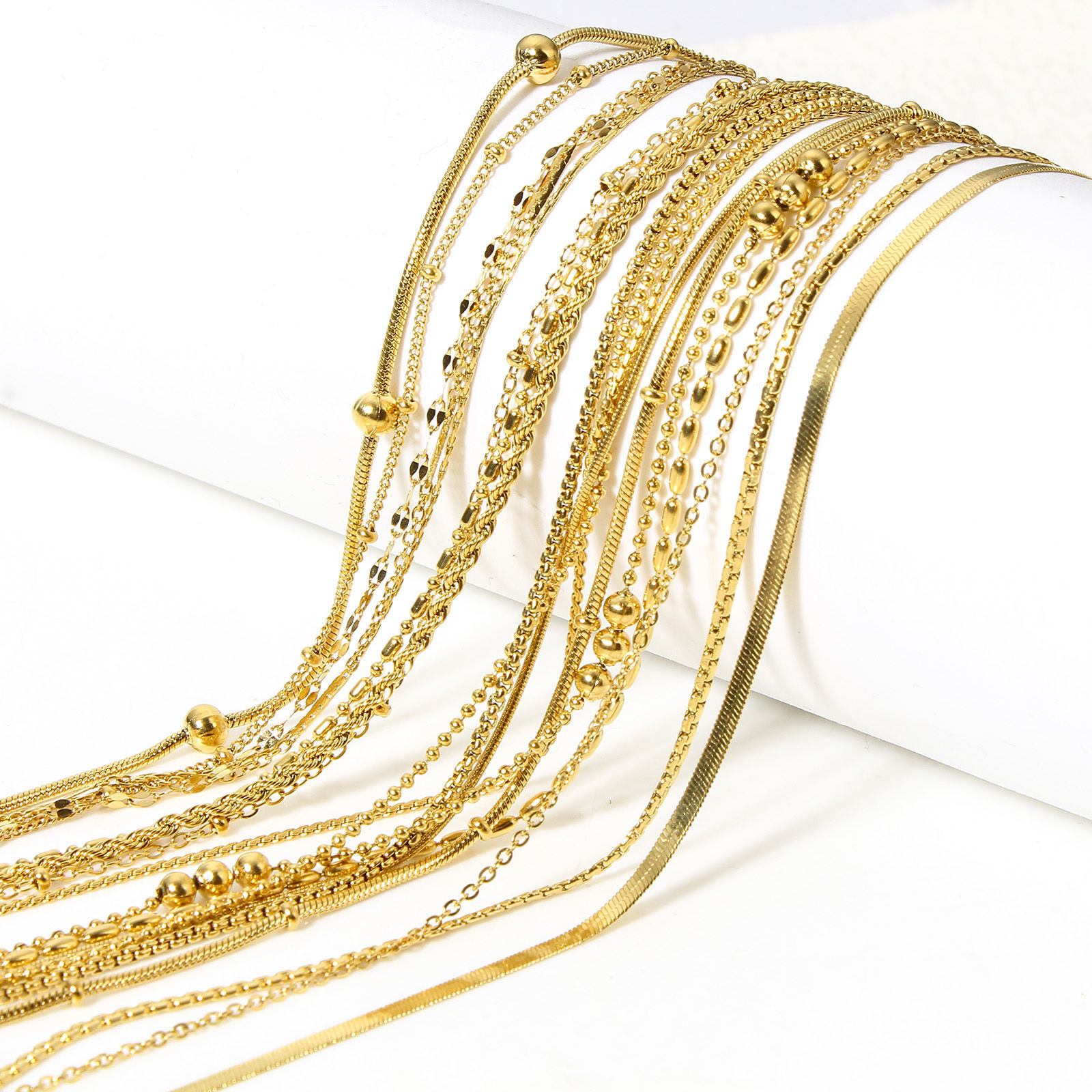 Picture of Eco-friendly Vacuum Plating 304 Stainless Steel Link Chain Necklace For DIY Jewelry Making 18K Real Gold Plated