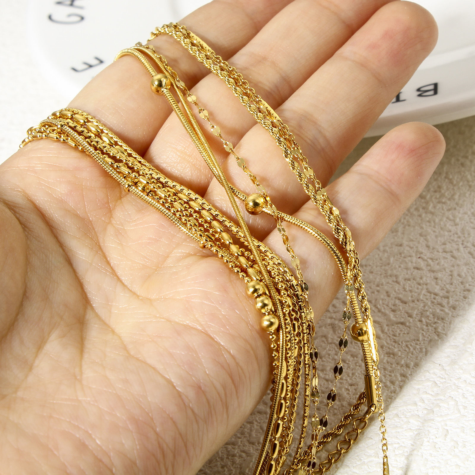 Picture of Eco-friendly Vacuum Plating 304 Stainless Steel Link Chain Necklace For DIY Jewelry Making 18K Real Gold Plated