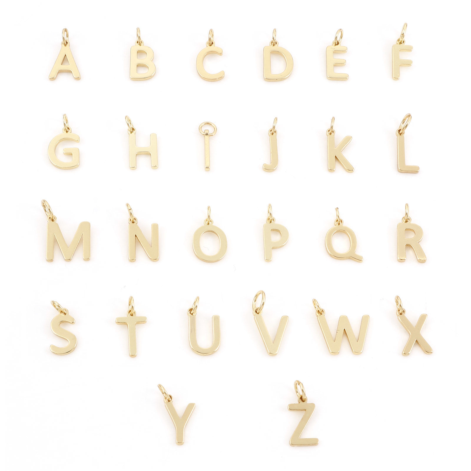 Image de 2 Pcs Breloques Respectueux de la Nature en Laiton Plaqué Or Véritable 18K Alphabet Majuscule Lettre Initiale Message " A-Z "