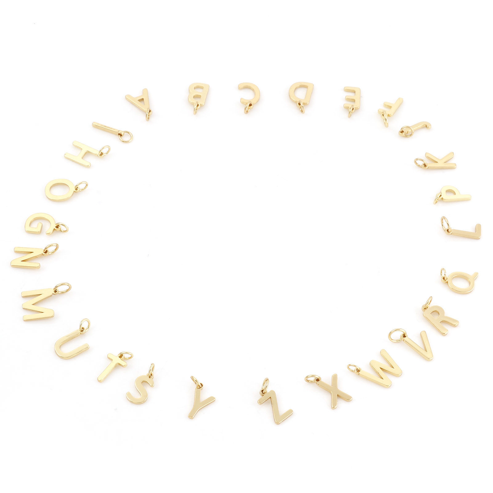 Image de 2 Pcs Breloques Respectueux de la Nature en Laiton Plaqué Or Véritable 18K Alphabet Majuscule Lettre Initiale Message " A-Z "
