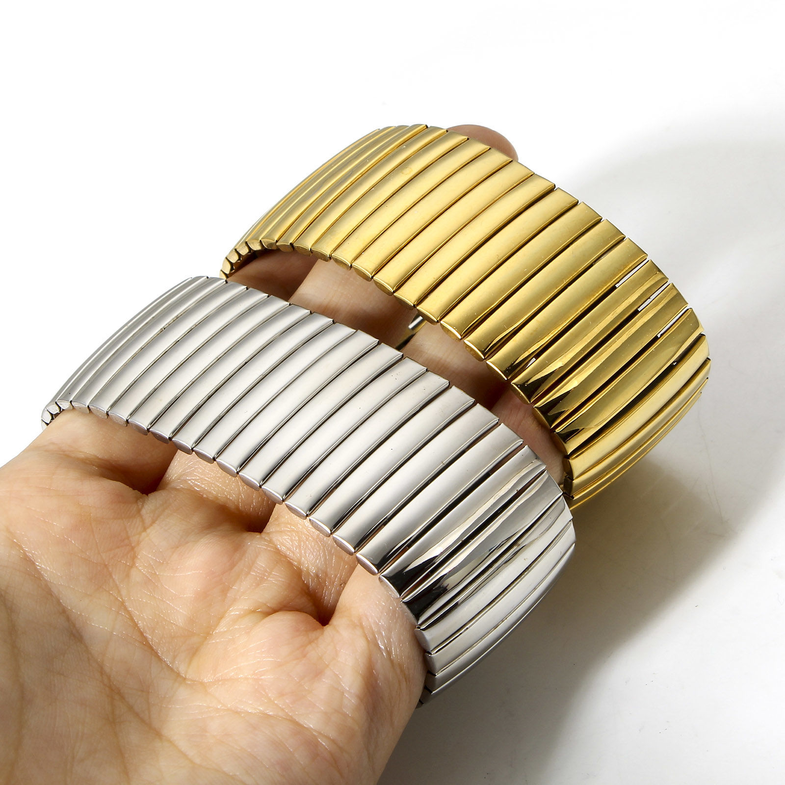 Picture of 304 Stainless Steel Bangles Bracelets Elastic 19cm(7 4/8") long