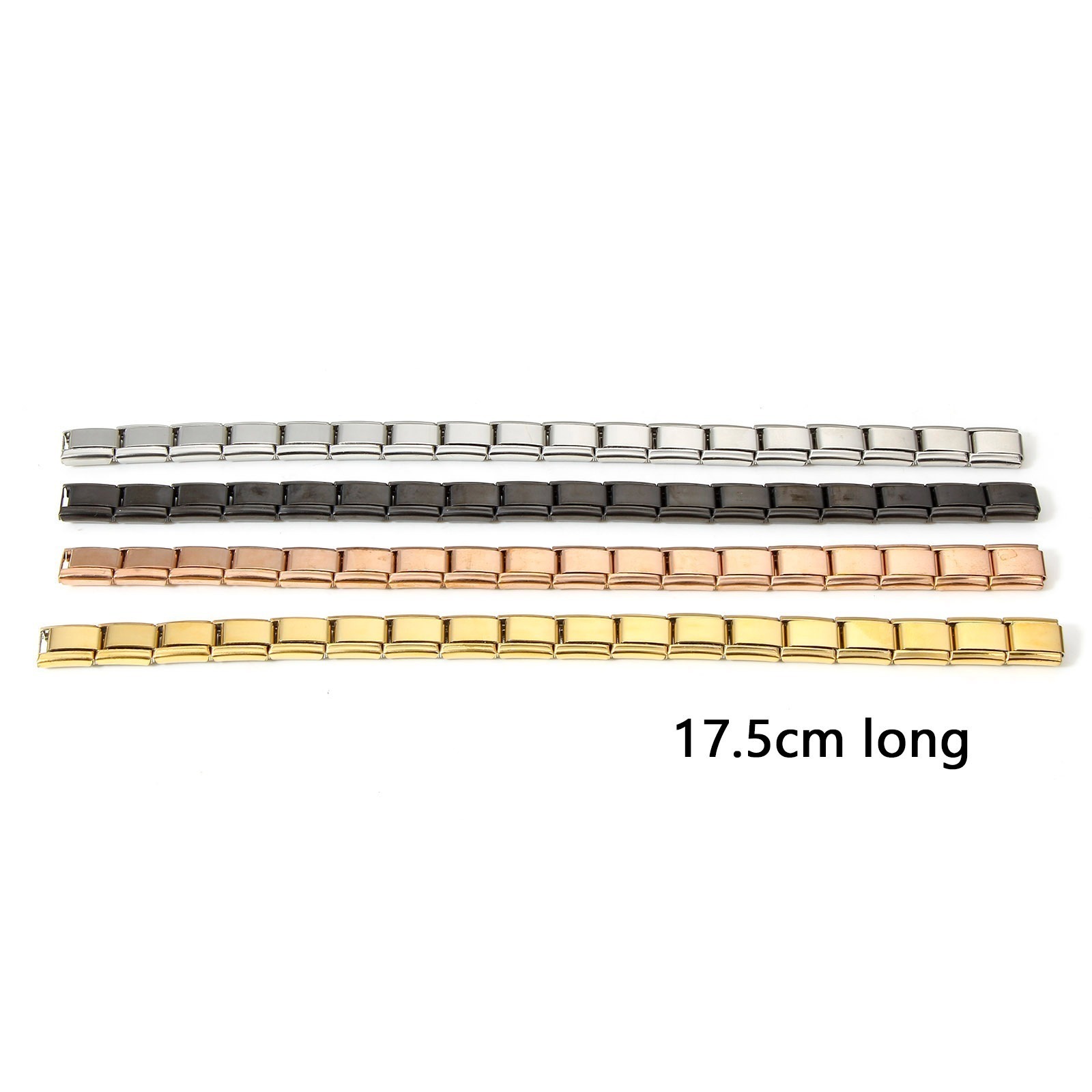 Picture of 304 Stainless Steel Italian Charm Links Modular Bracelets Multicolor Rectangle 17.5cm(6 7/8") long