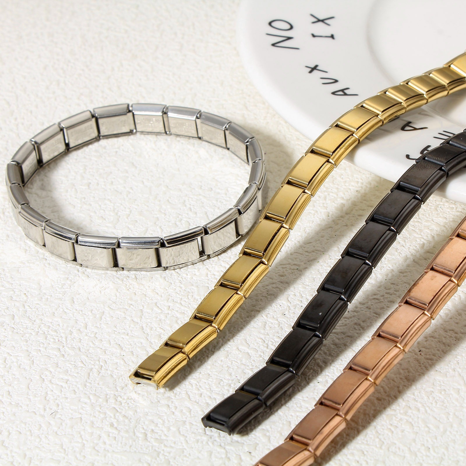 Picture of 304 Stainless Steel Italian Charm Links Modular Bracelets Multicolor Rectangle 17.5cm(6 7/8") long