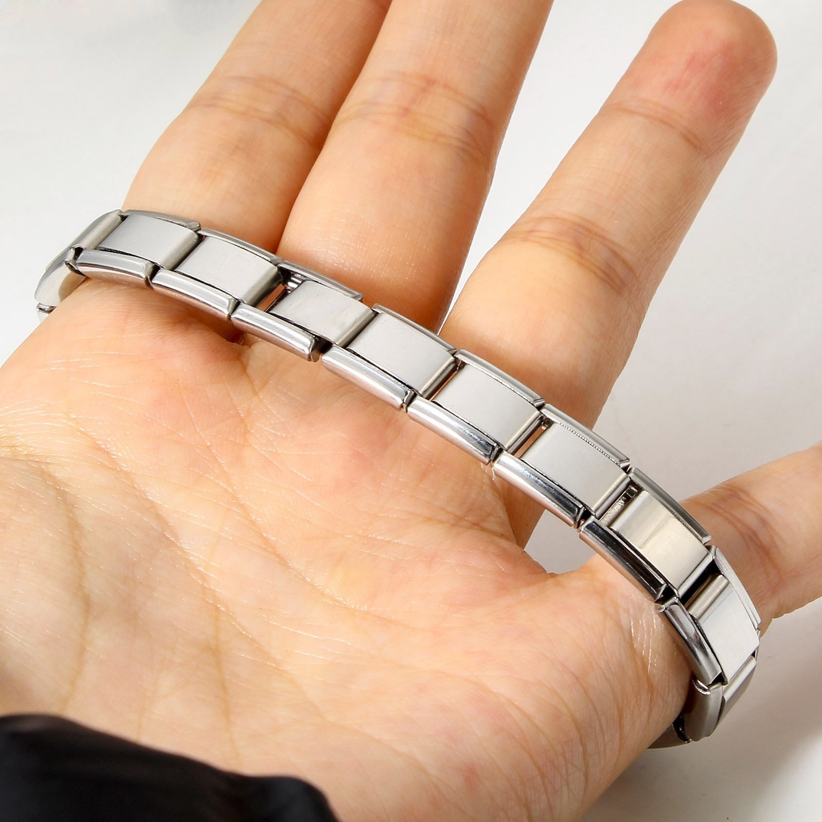 Picture of 304 Stainless Steel Italian Charm Links Modular Bracelets Multicolor Rectangle 17.5cm(6 7/8") long